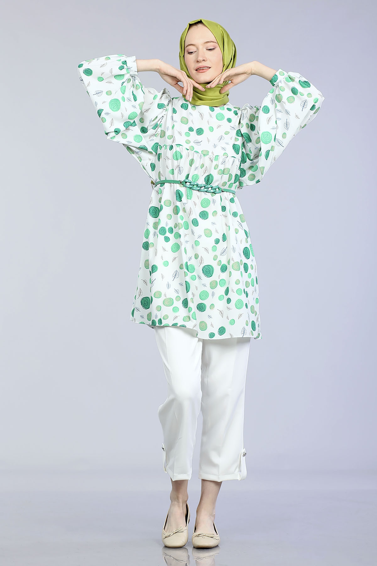 Spiral Desen Tunik  Yeşil - 2