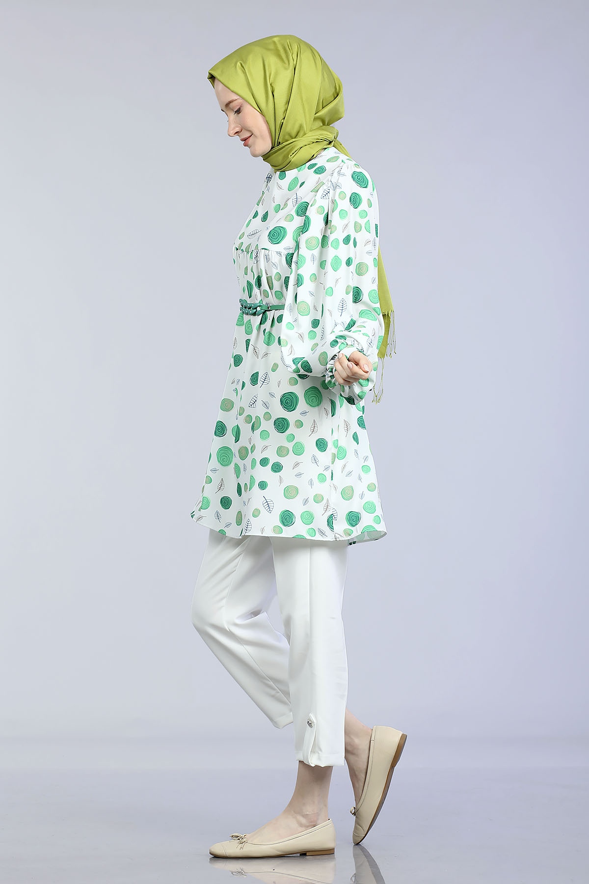 Spiral Desen Tunik  Yeşil - 3