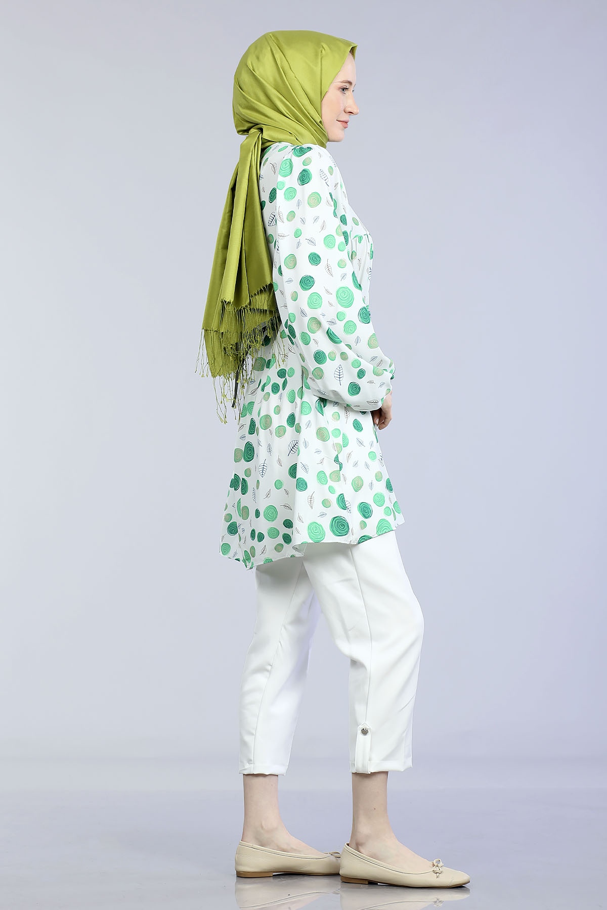 Spiral Desen Tunik  Yeşil - 4