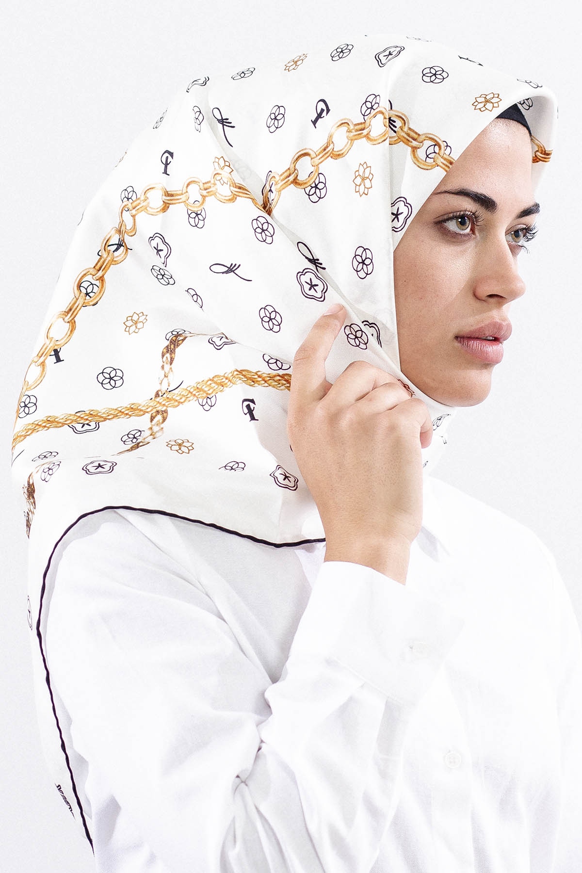 4638 Sura Eşarp Zincir - Krem - 2