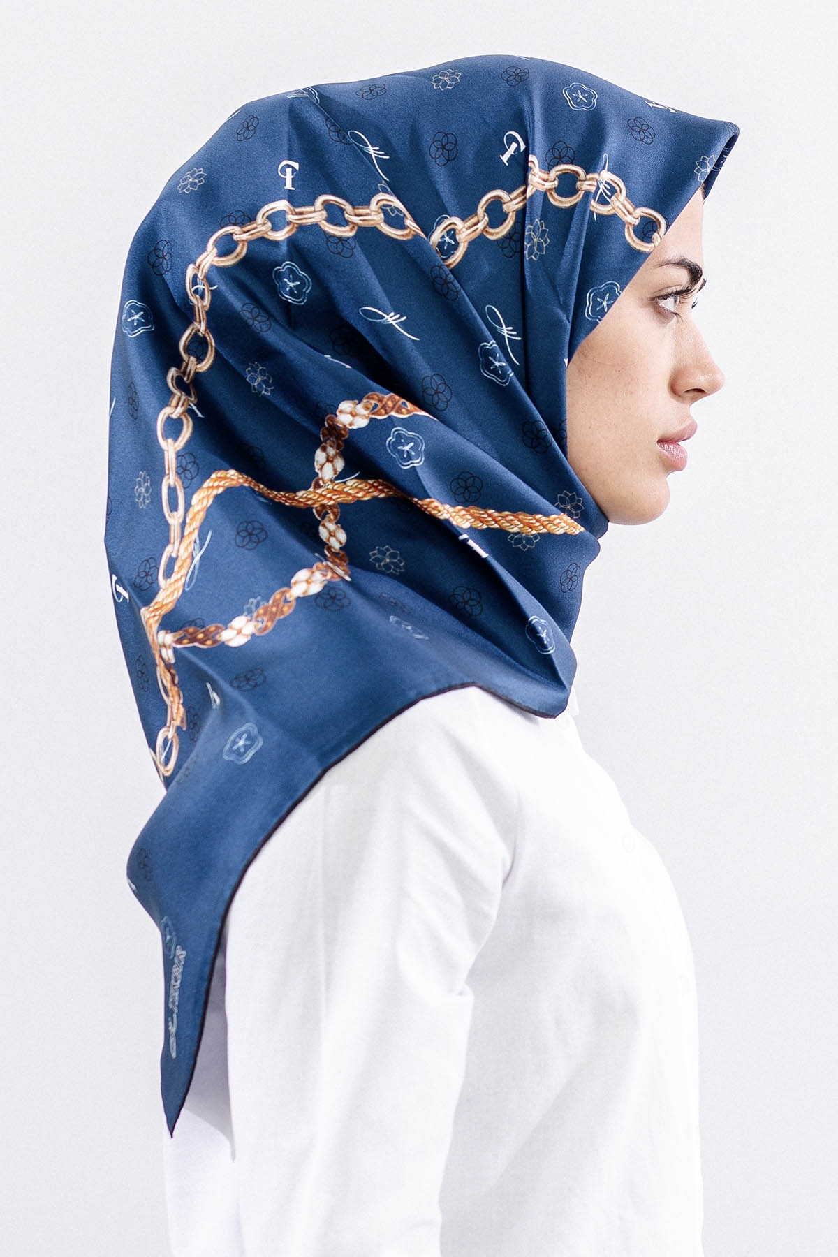 4638 Sura Eşarp Zincir - Lacivert - 1