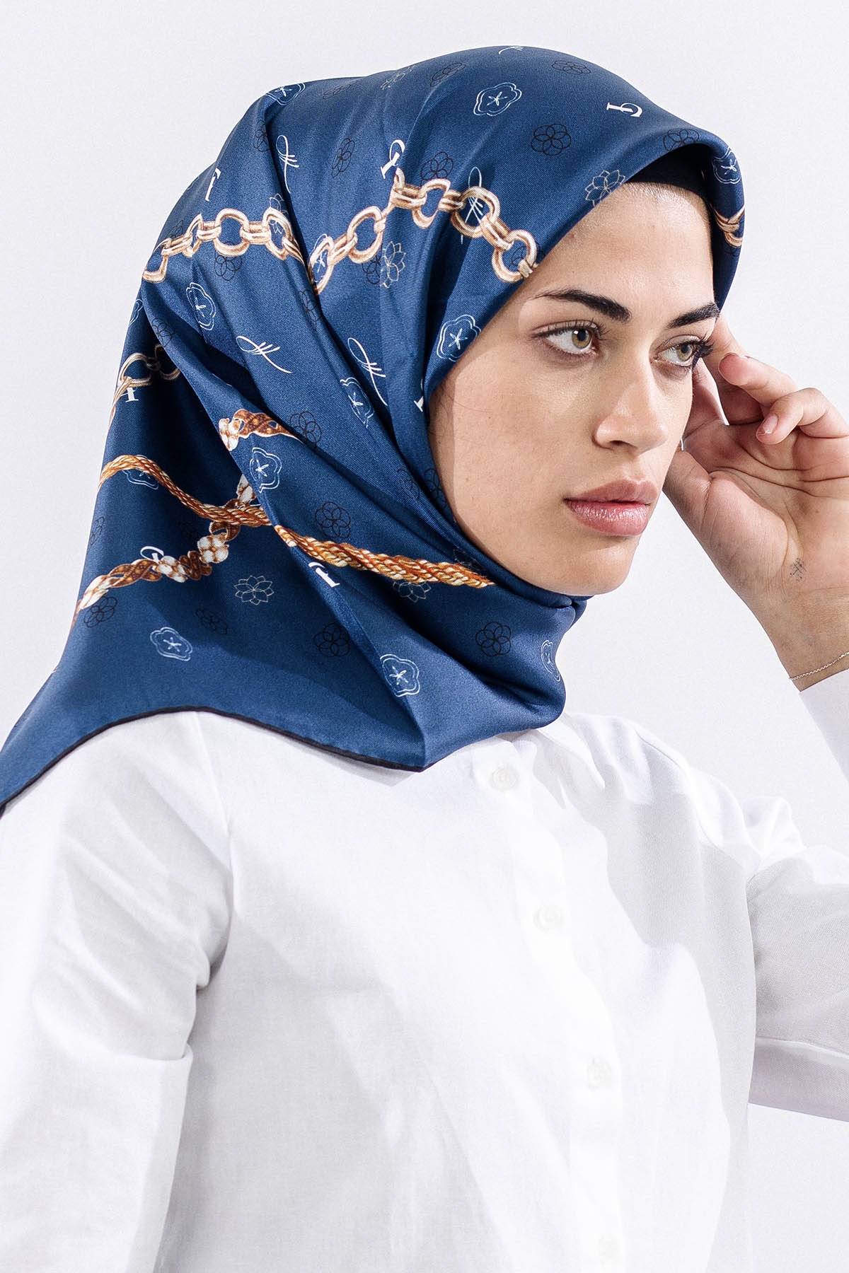 4638 Sura Eşarp Zincir - Lacivert - 2