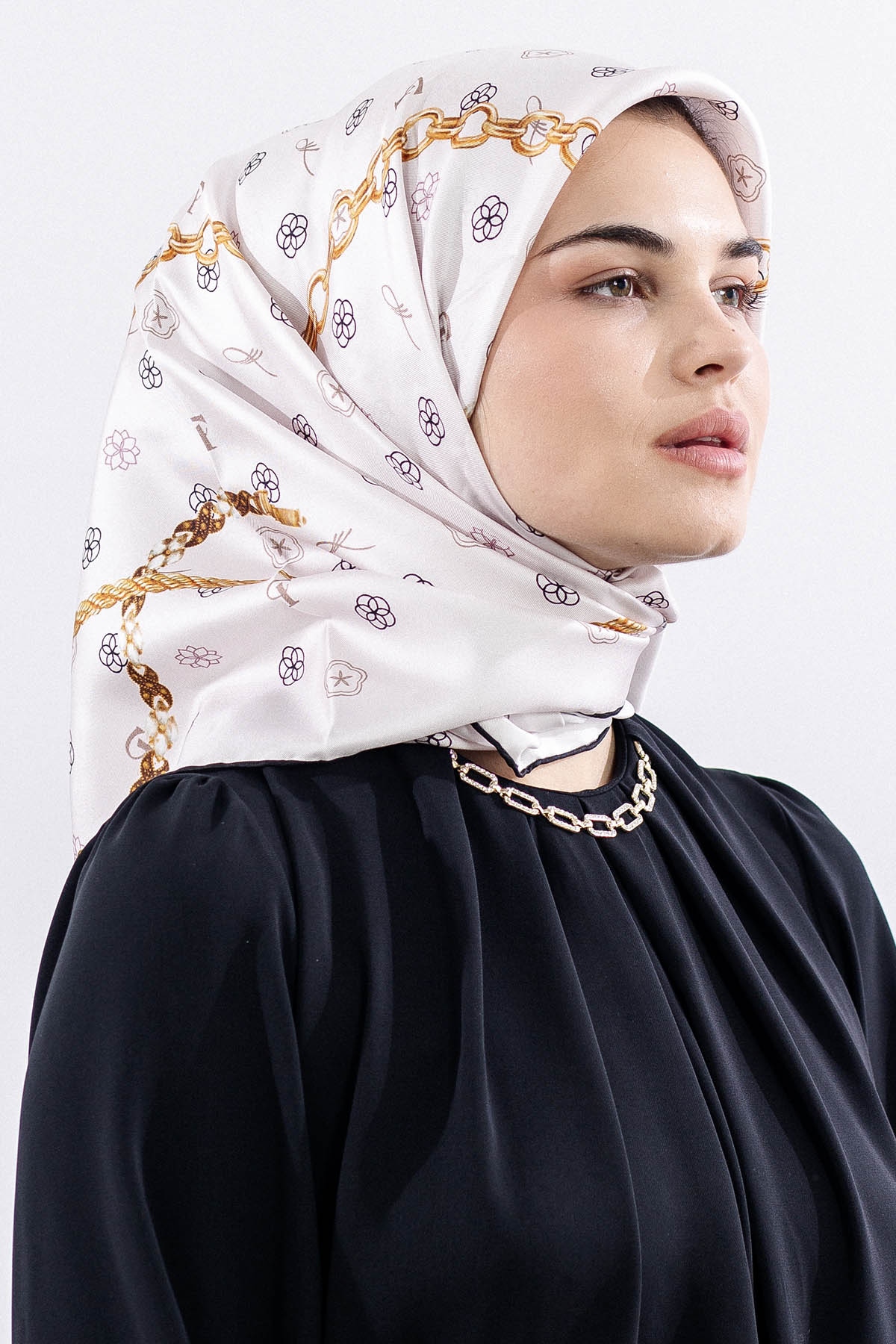 4638 Sura Eşarp Zincir - Pudra - 2