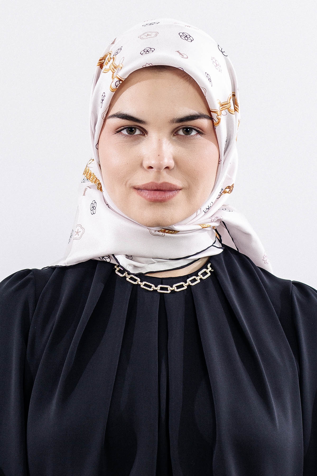 4638 Sura Eşarp Zincir - Pudra - 3