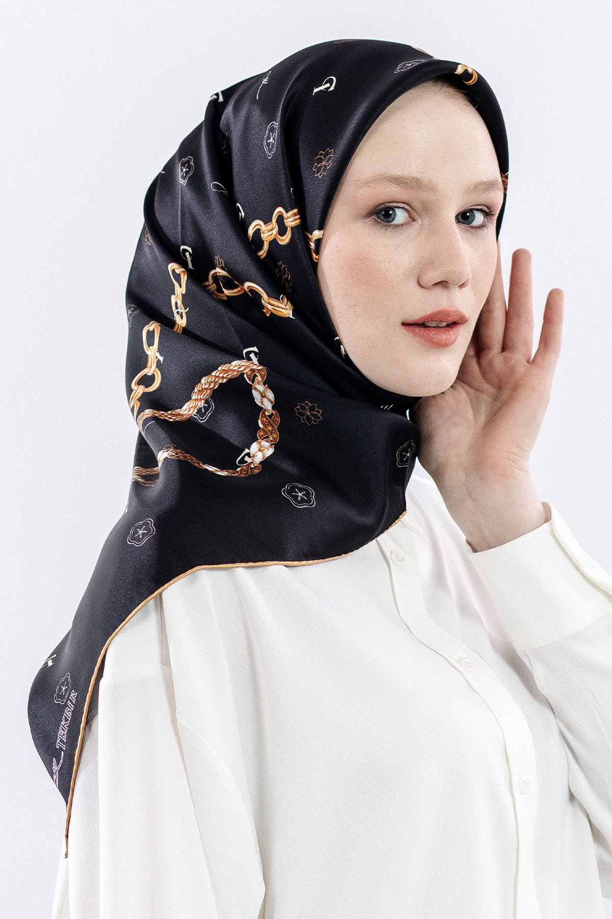 4638 Sura Eşarp Zincir - Siyah_gold - 2