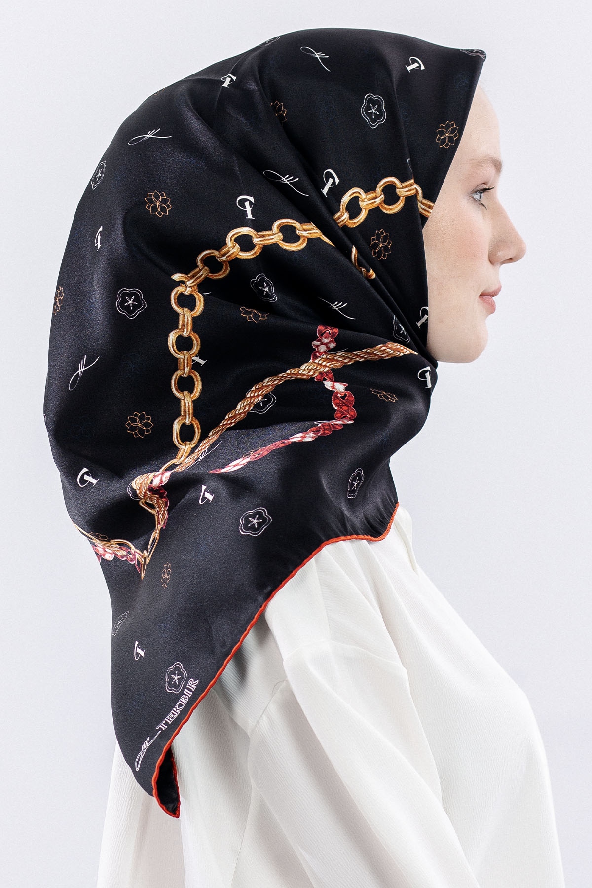 4638 Sura Eşarp Zincir - Siyah_kirmizi - 3