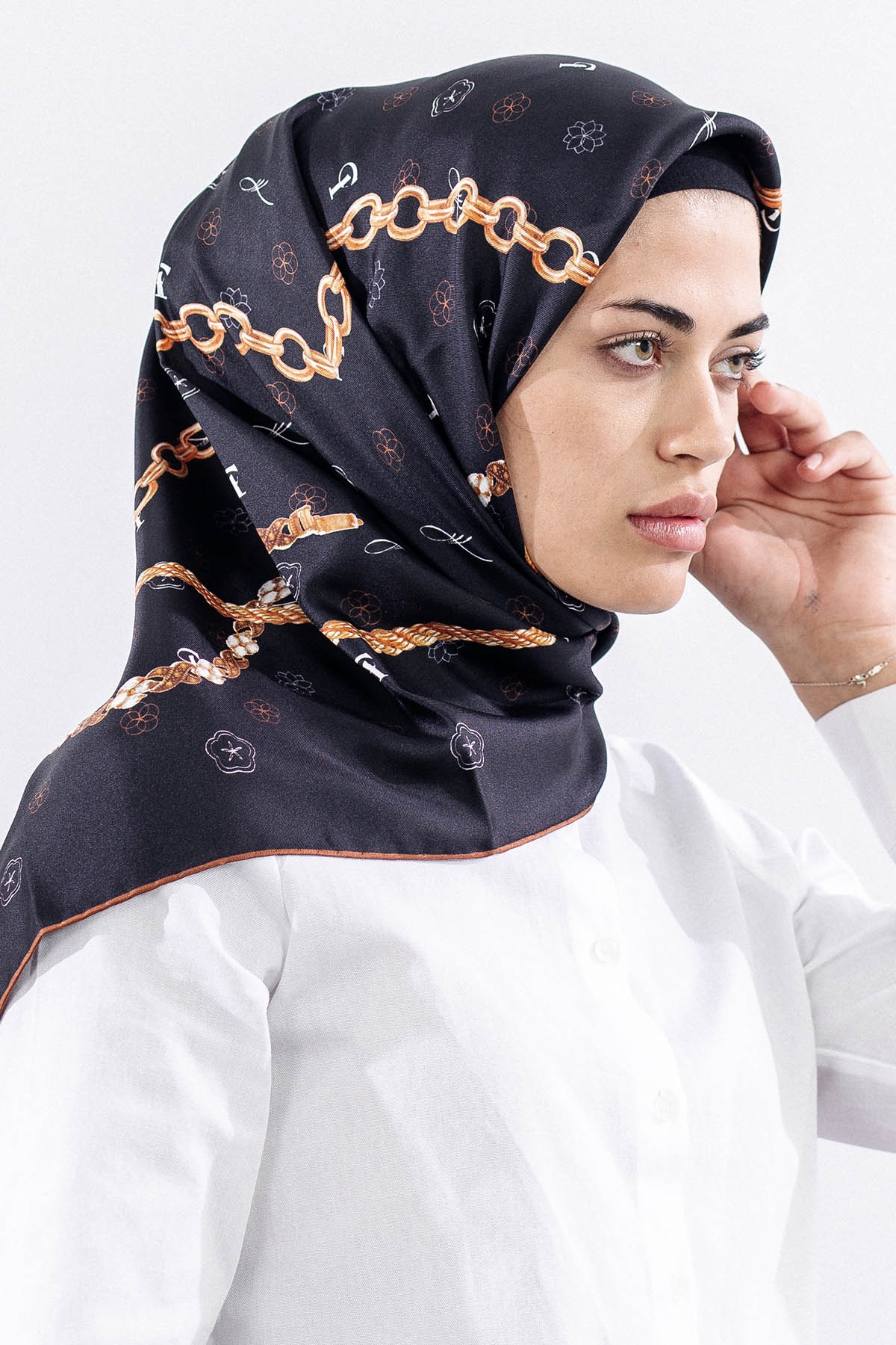 4638 Sura Eşarp Zincir - Siyah_taba - 2