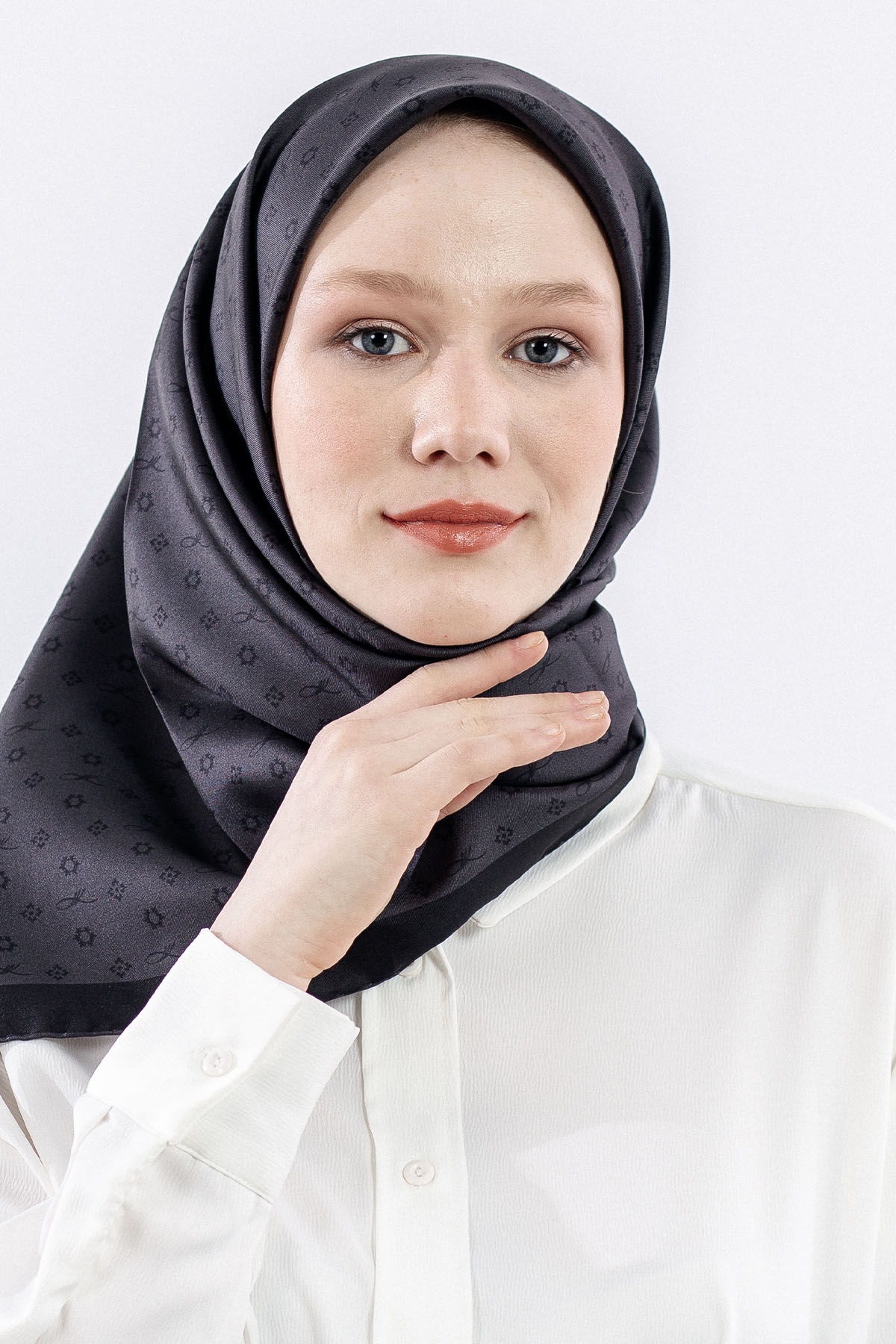 4639 Tvil İpek Eşarp - Antrasit - 1