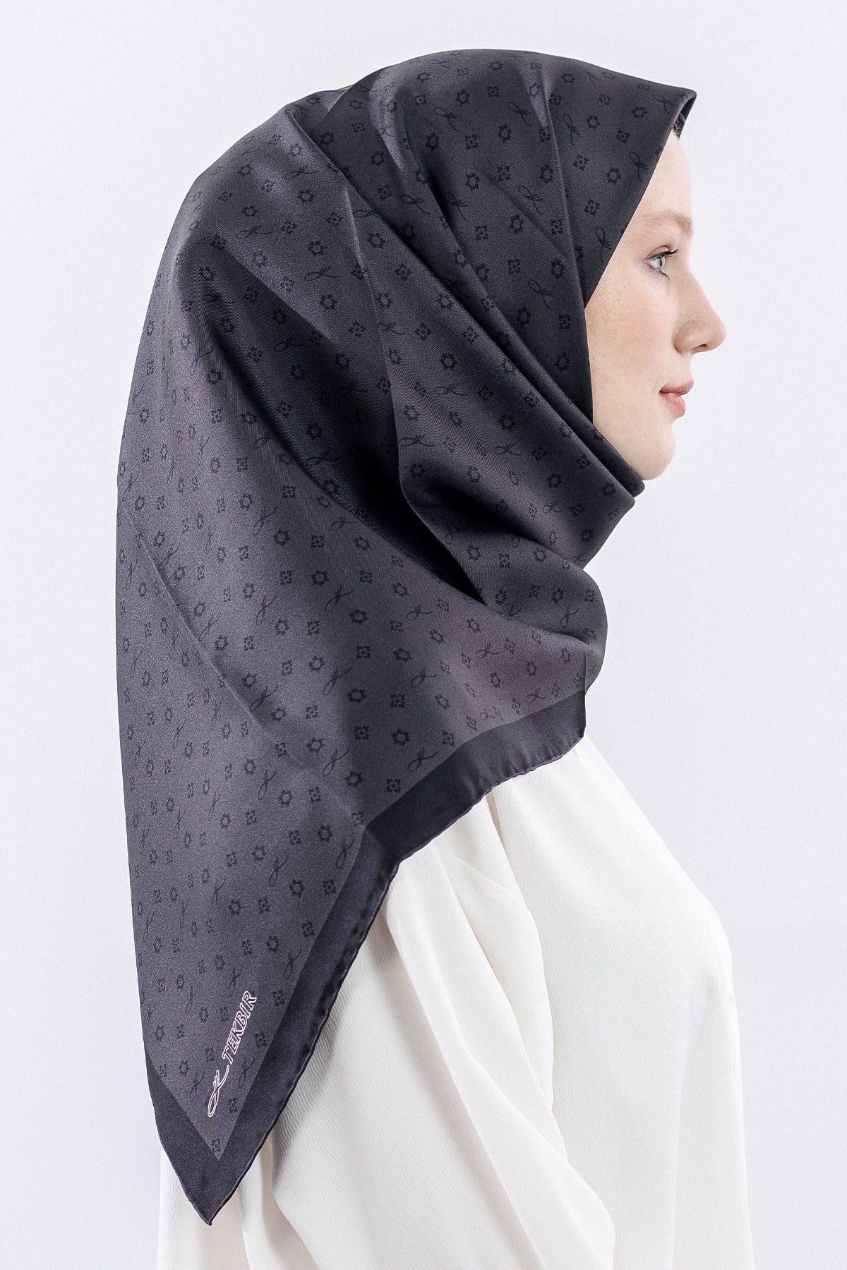 4639 Tvil İpek Eşarp - Antrasit - 3
