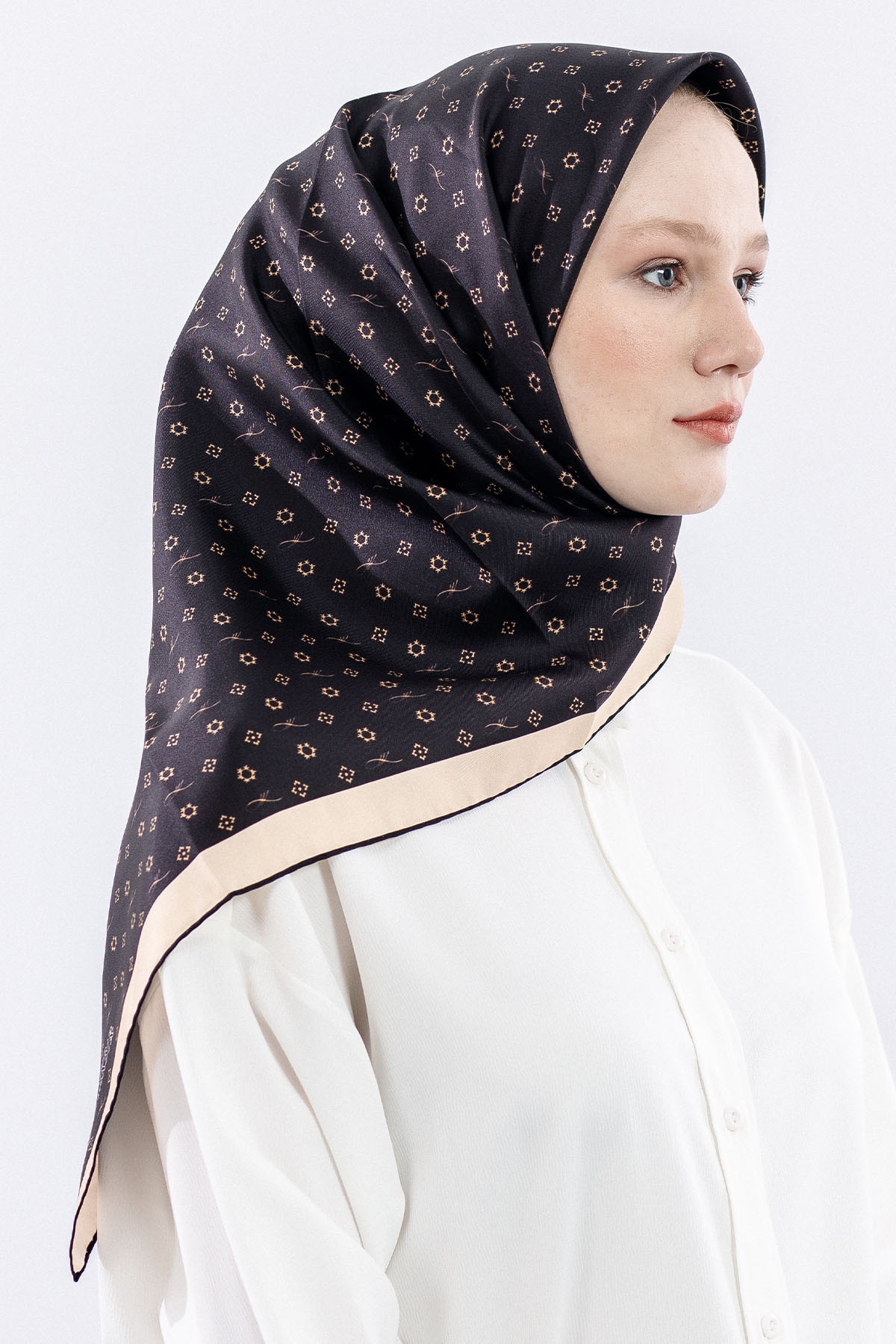 4639 Tvil İpek Eşarp - Kahve - 2