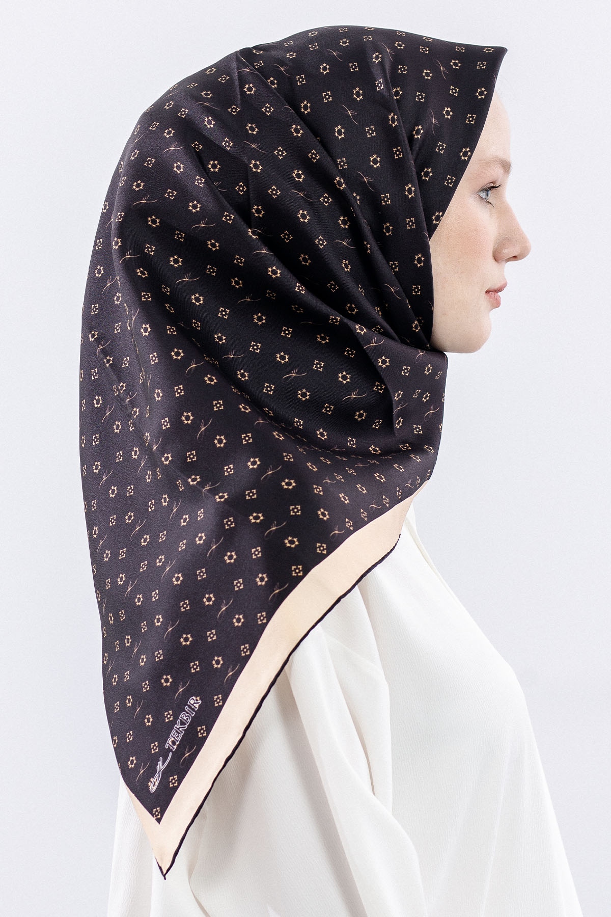 4639 Tvil İpek Eşarp - Kahve - 3