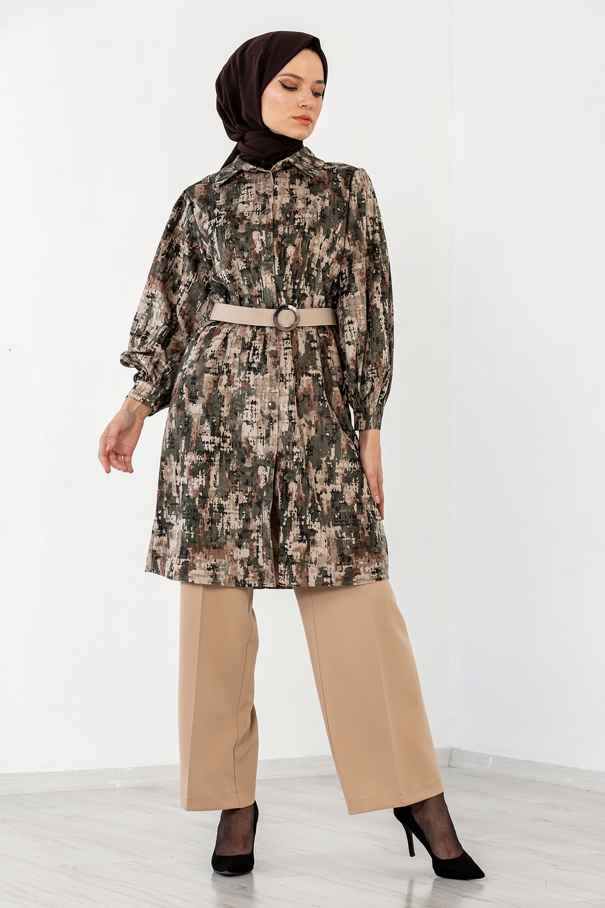 4710 Tunik Kemerli 38-46 - Haki - 2