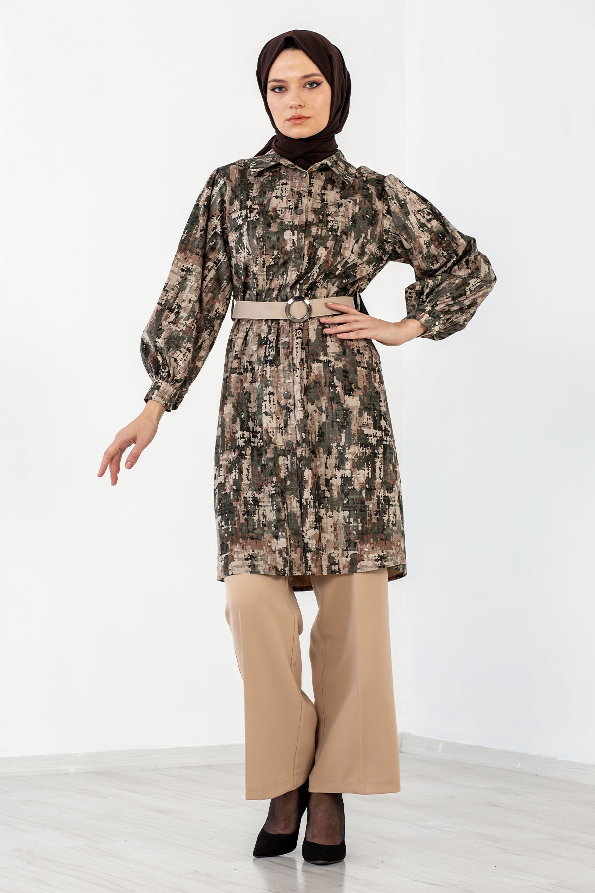 4710 Tunik Kemerli 38-46 - Haki - 3