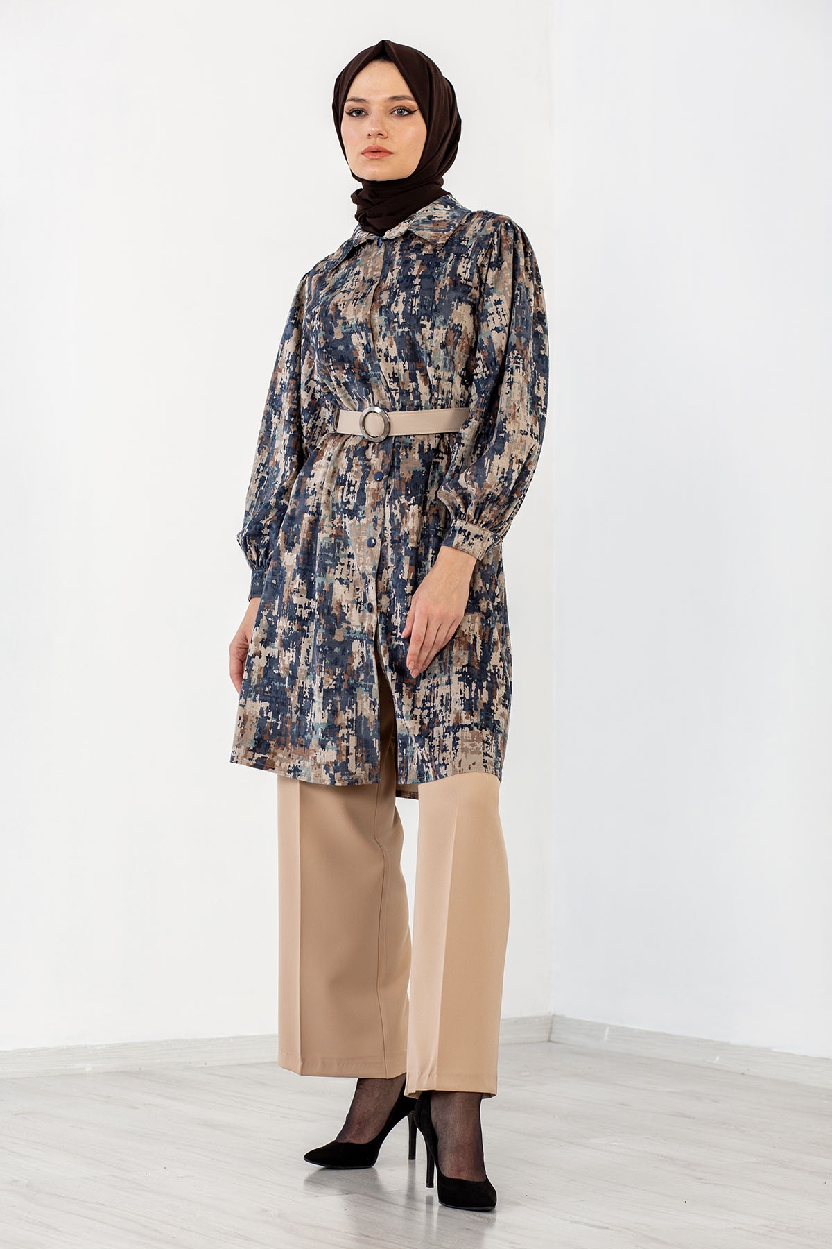 4710 Tunik Kemerli 38-46 - Mavi - 2