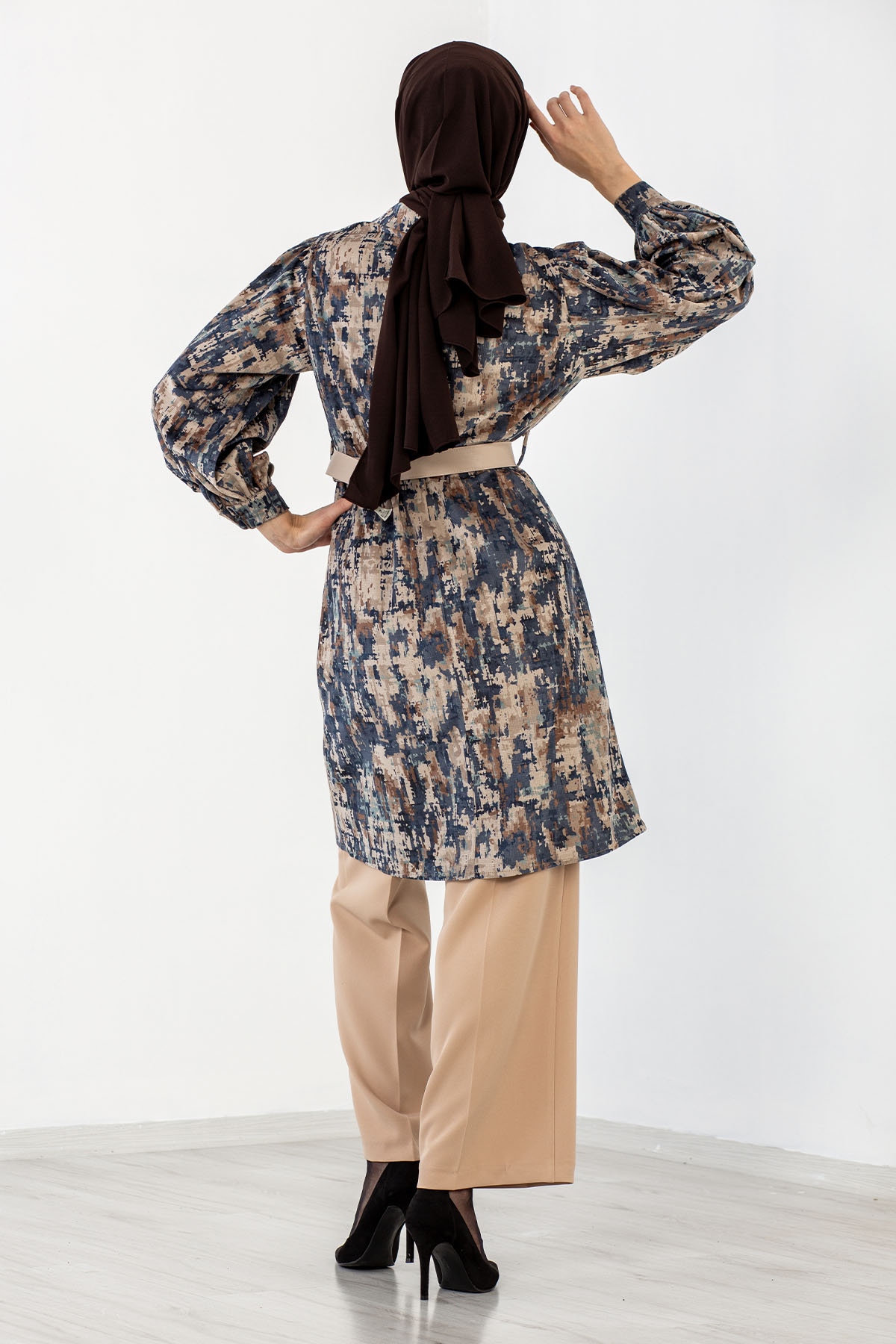 4710 Tunik Kemerli 38-46 - Mavi - 4