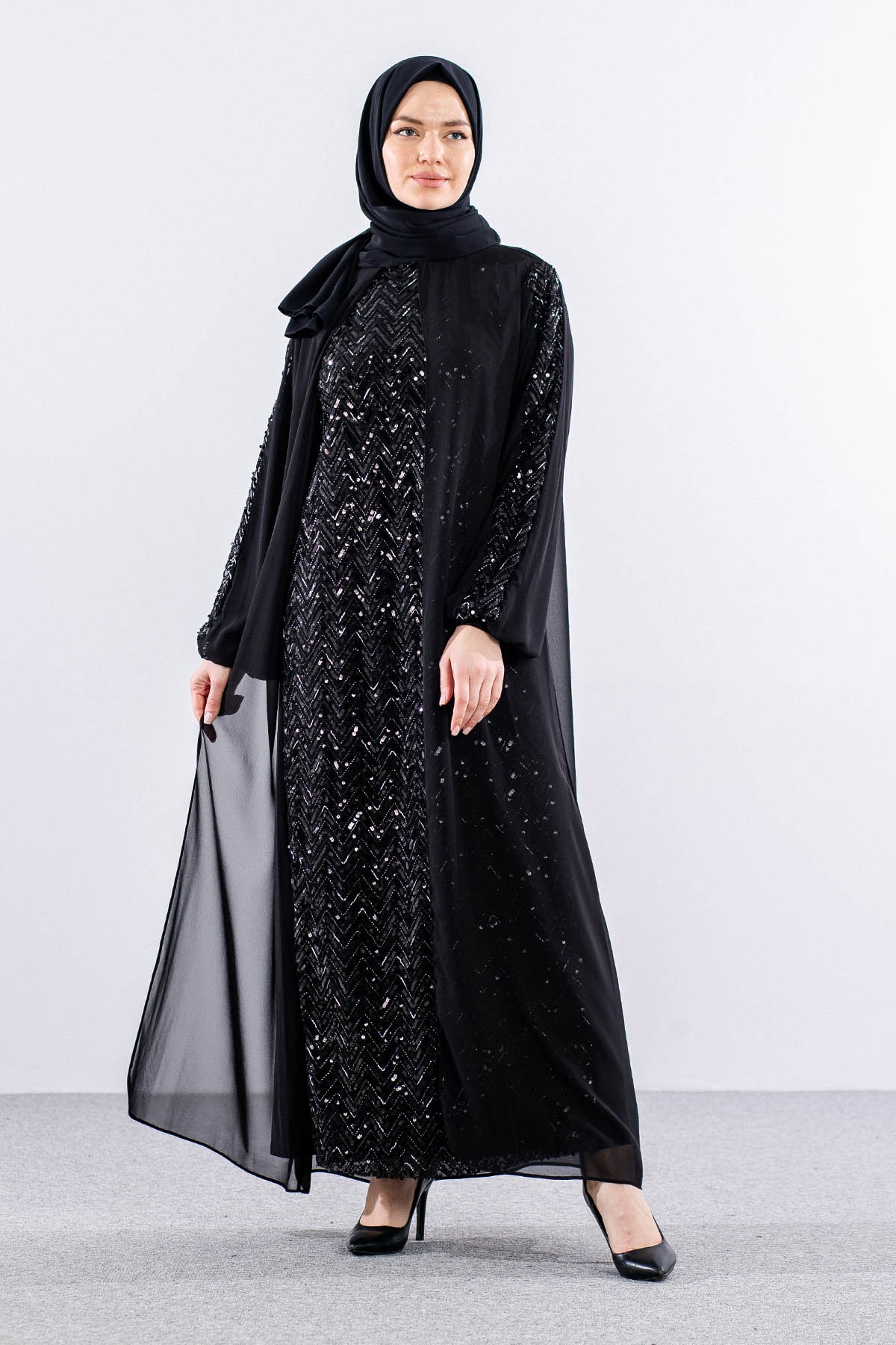 472 şik Elbise 1-4 - Siyah - 1