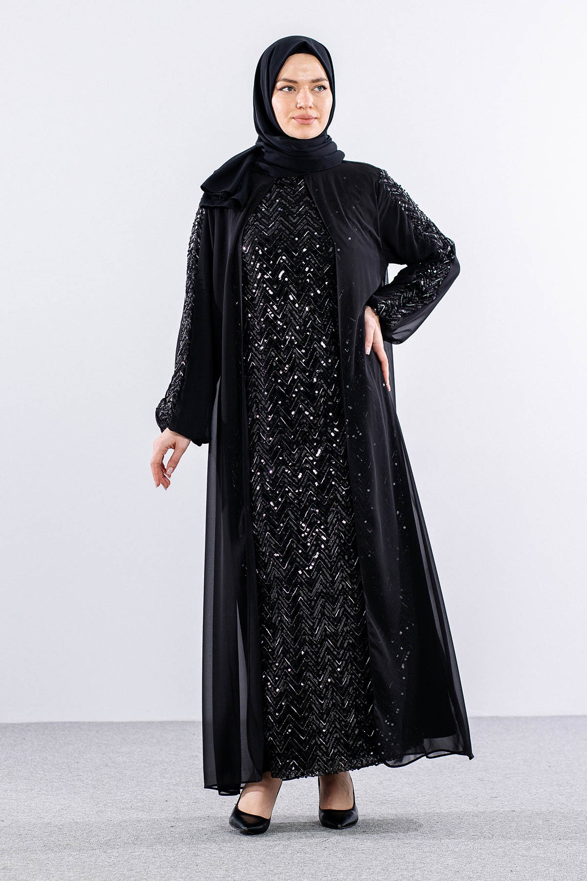 472 şik Elbise 1-4 - Siyah - 3