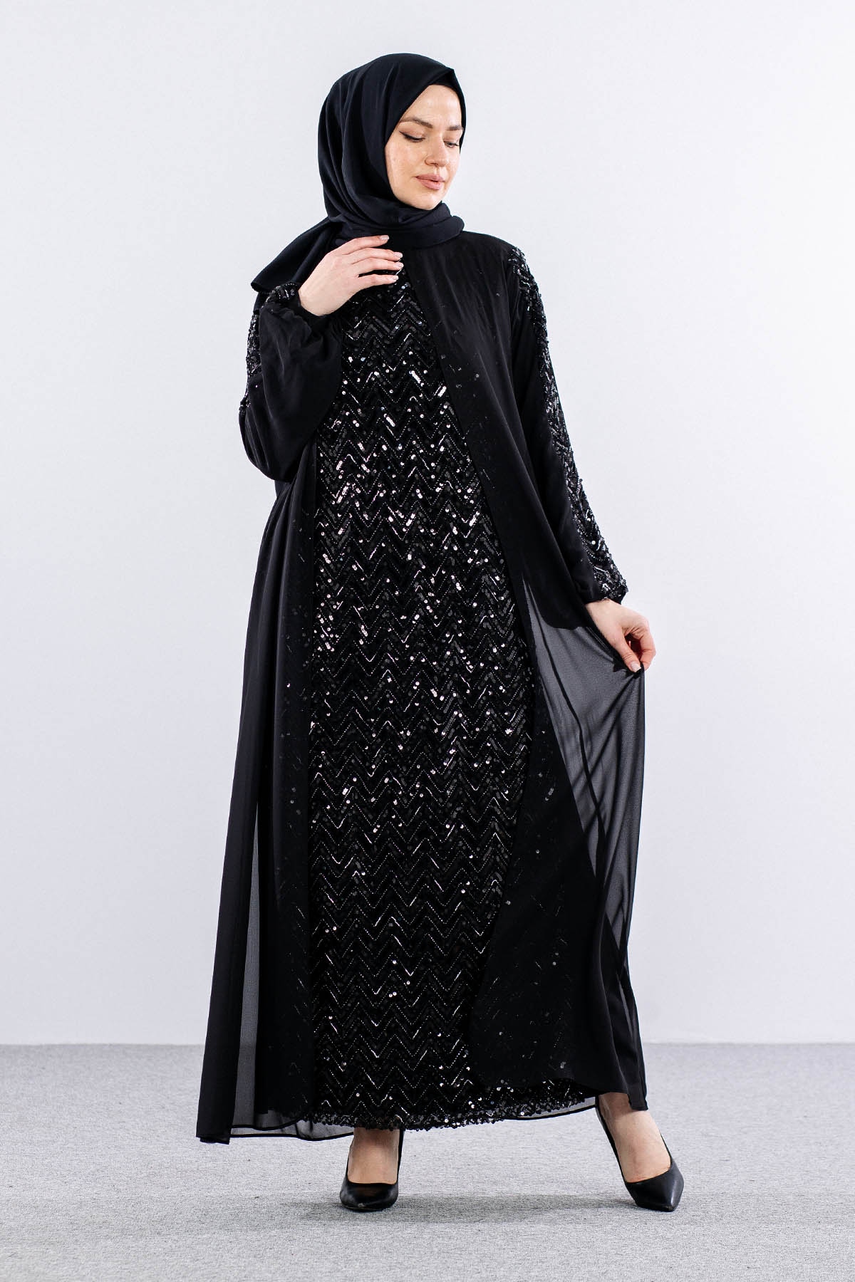 472 şik Elbise 1-4 - Siyah - 4