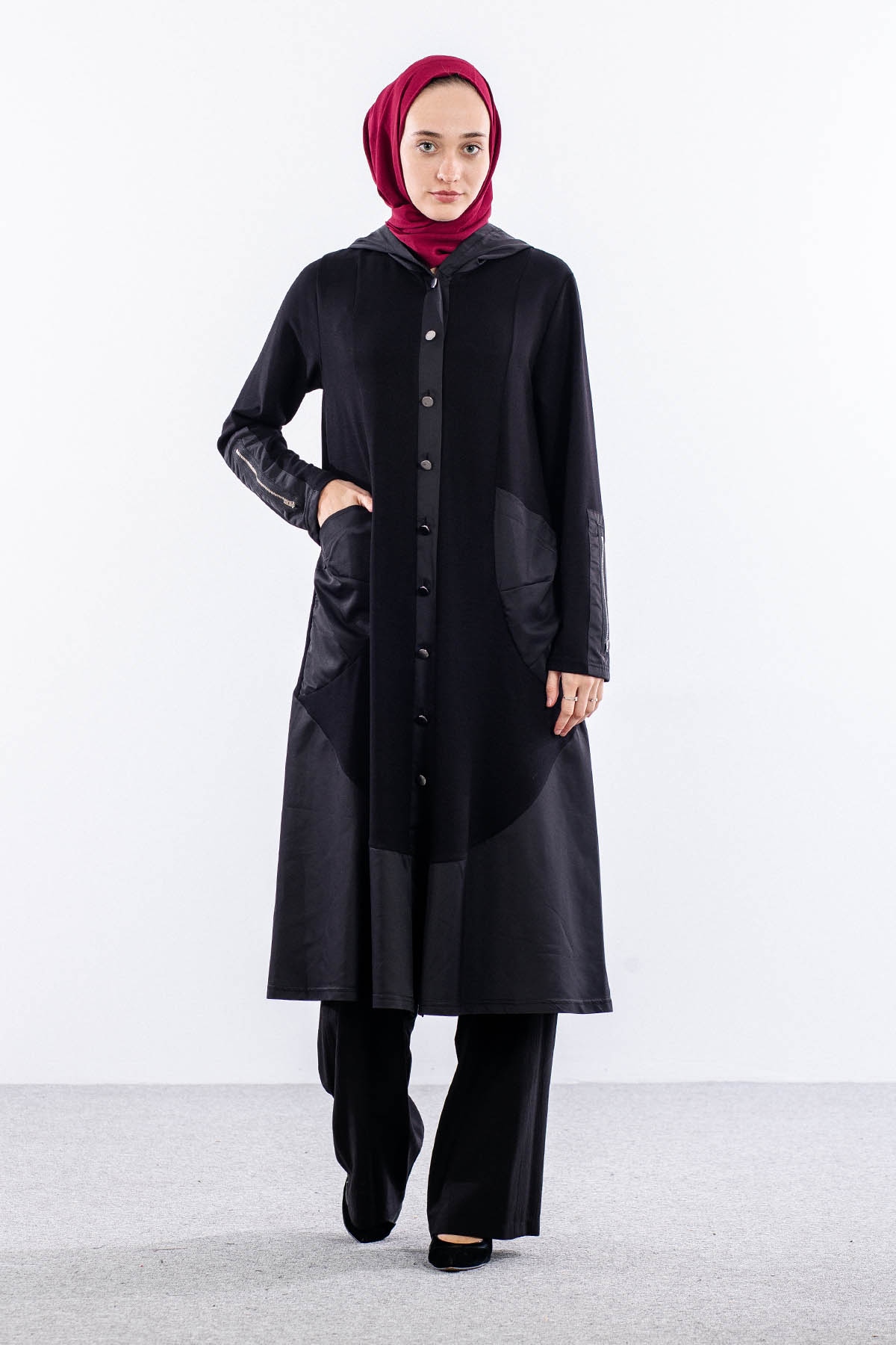 488 Kaban 40-50 Kapşonlu Parasut Garni - Siyah - 1