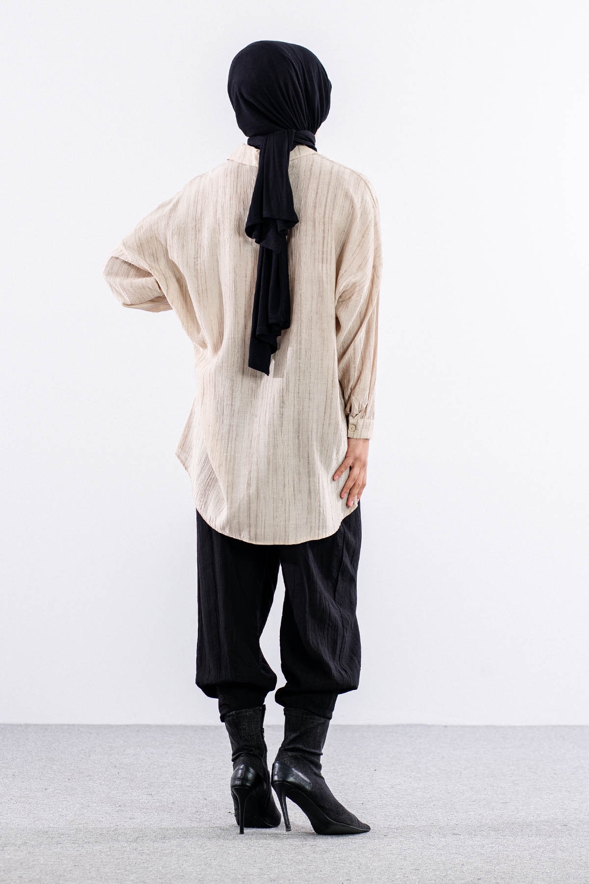 5004 Gömlek 42-44-46 Cep Detay - Bej - 4