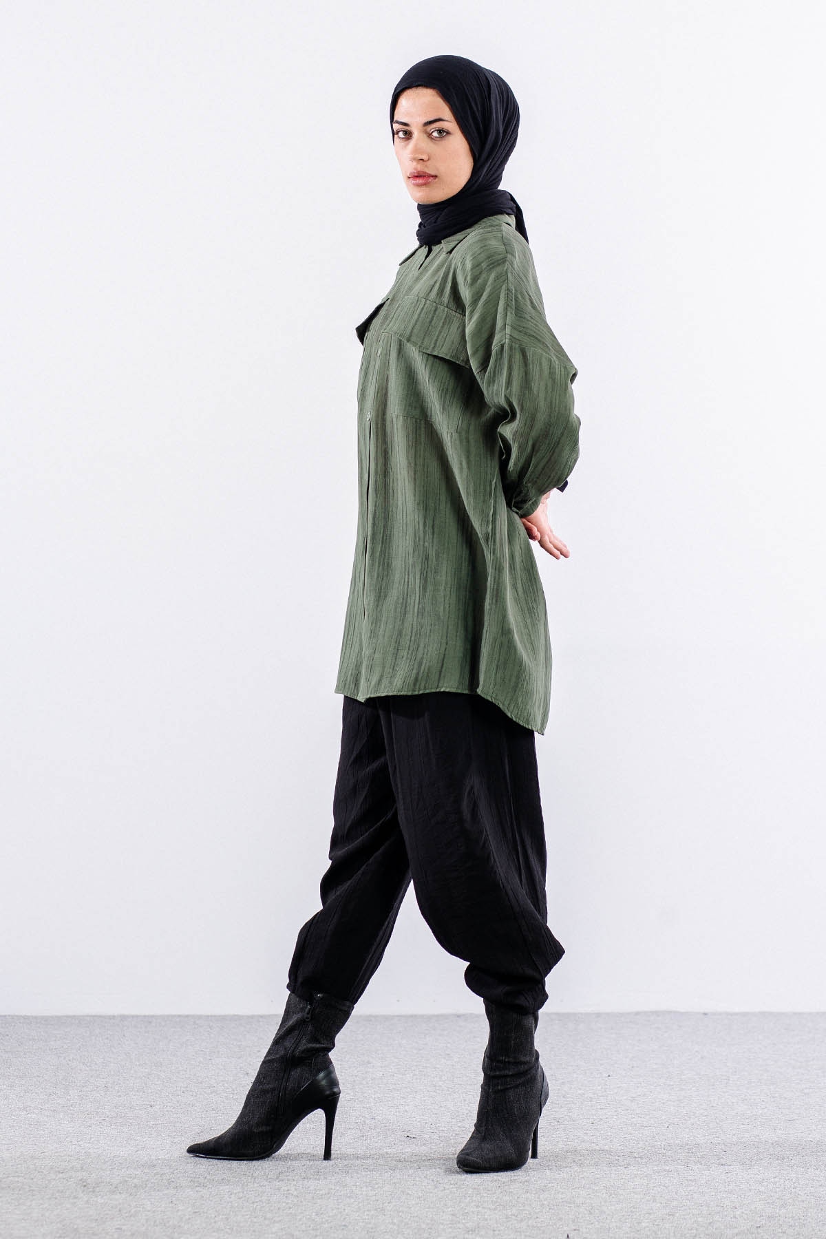 5004 Gömlek 42-44-46 Cep Detay - Haki - 2