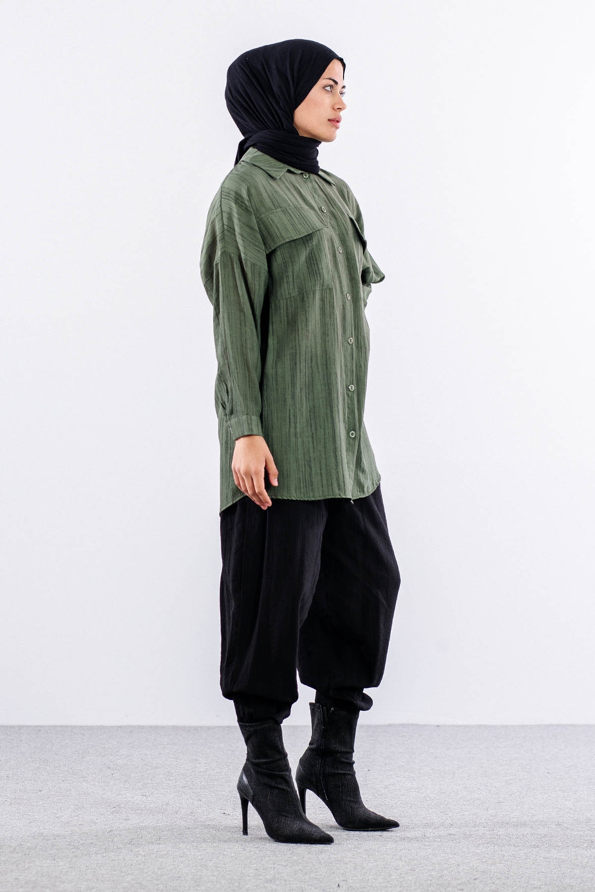 5004 Gömlek 42-44-46 Cep Detay - Haki - 3