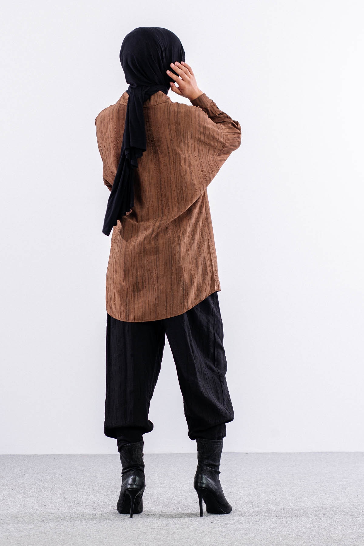 5004 Gömlek 42-44-46 Cep Detay - Kahve - 5