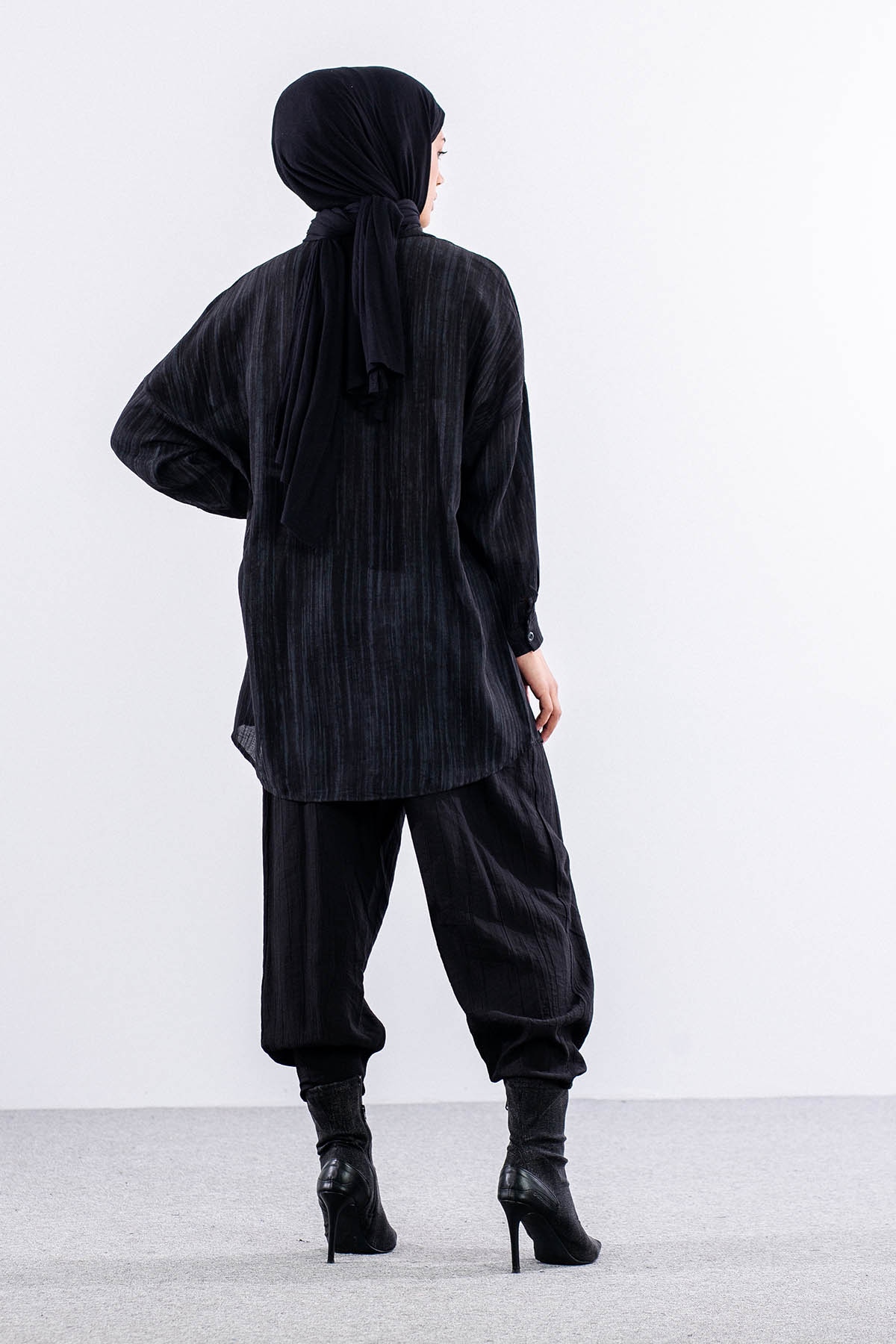 5004 Gömlek 42-44-46 Cep Detay - Siyah - 4