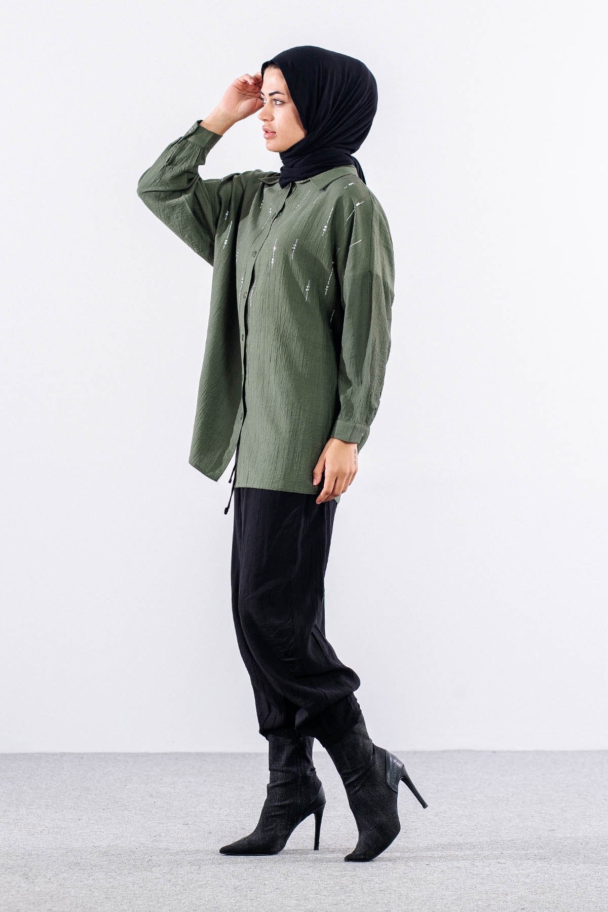 5005 Tunik 42-44-46 Taslı Detaylı - Haki - 2