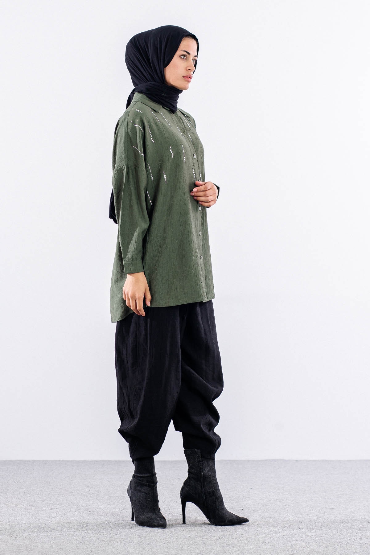 5005 Tunik 42-44-46 Taslı Detaylı - Haki - 3