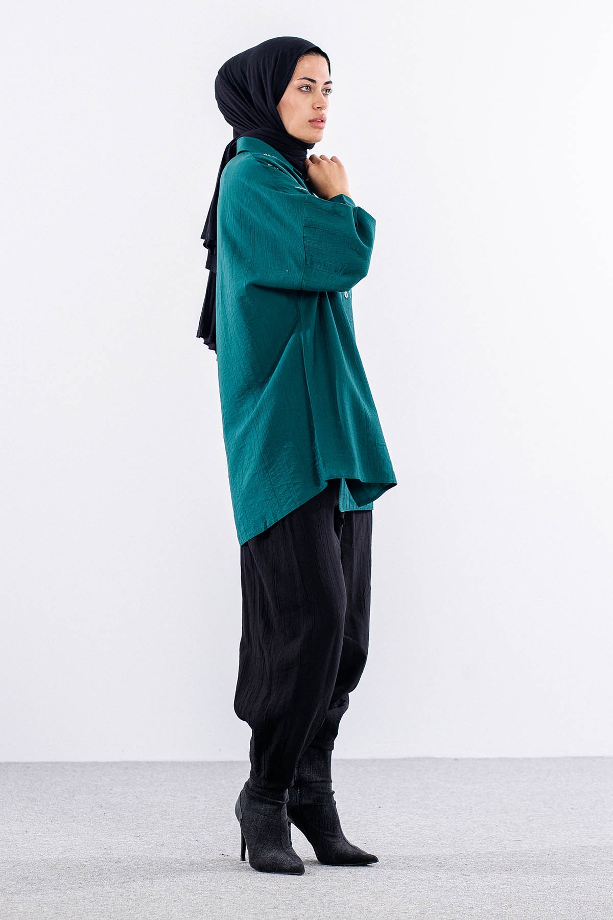 5005 Tunik 42-44-46 Taslı Detaylı - Zumrut - 3