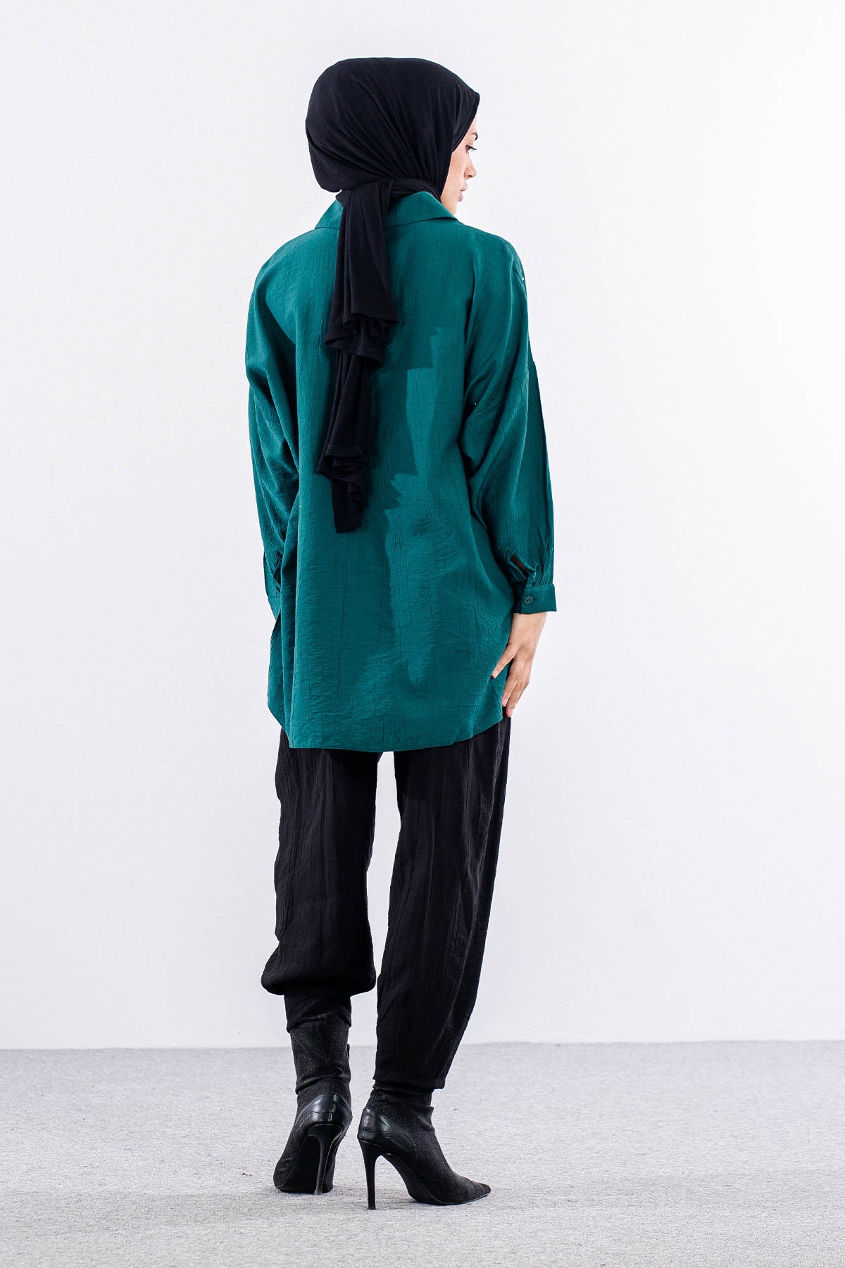 5005 Tunik 42-44-46 Taslı Detaylı - Zumrut - 4