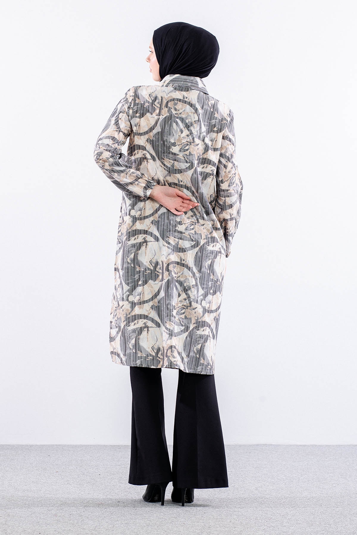 5007 Tunik 42-50 Desenlı Araboy - Siyah - 4