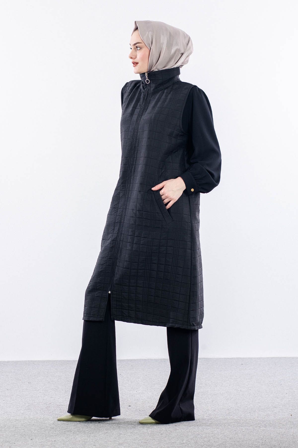 5016 Kapitone Yelek 42-48 - Siyah - 4