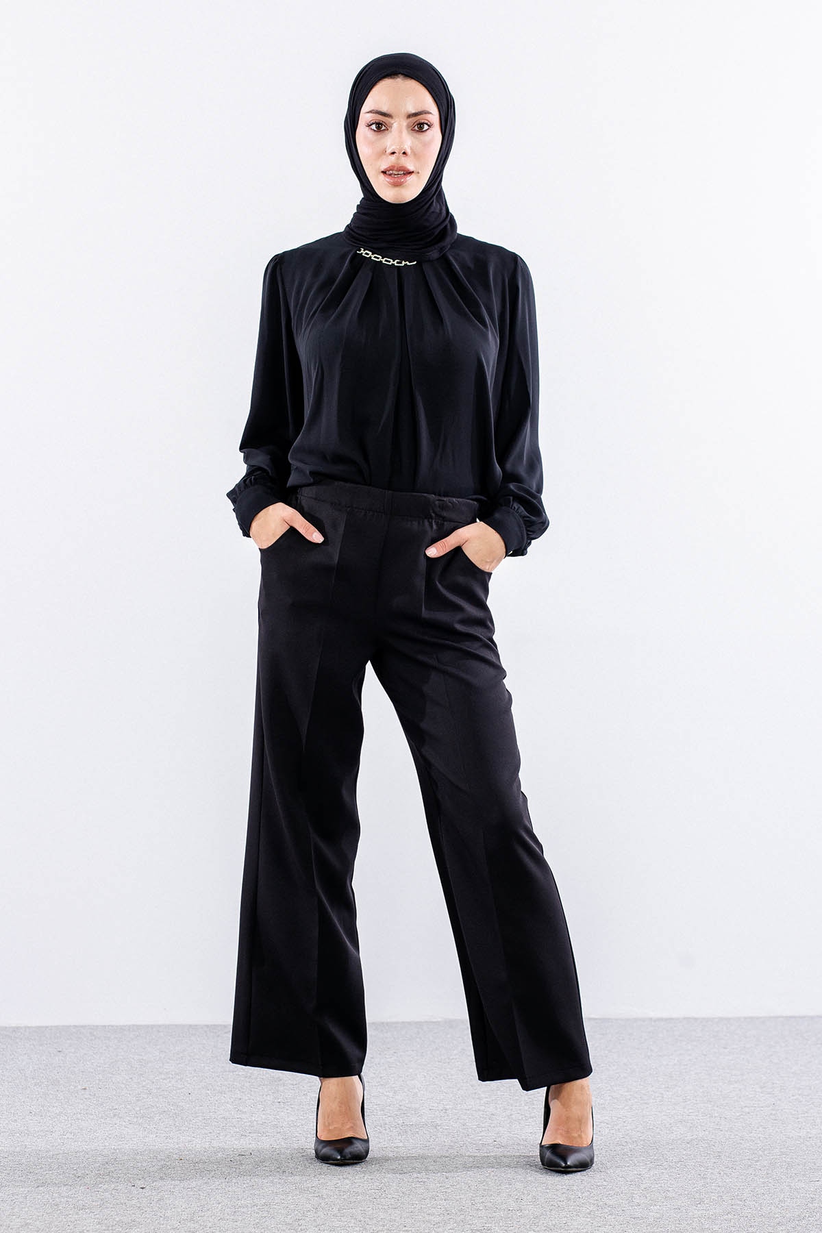 5016 Pantolon 40-50 Kumas Bol Paca - Siyah - 2