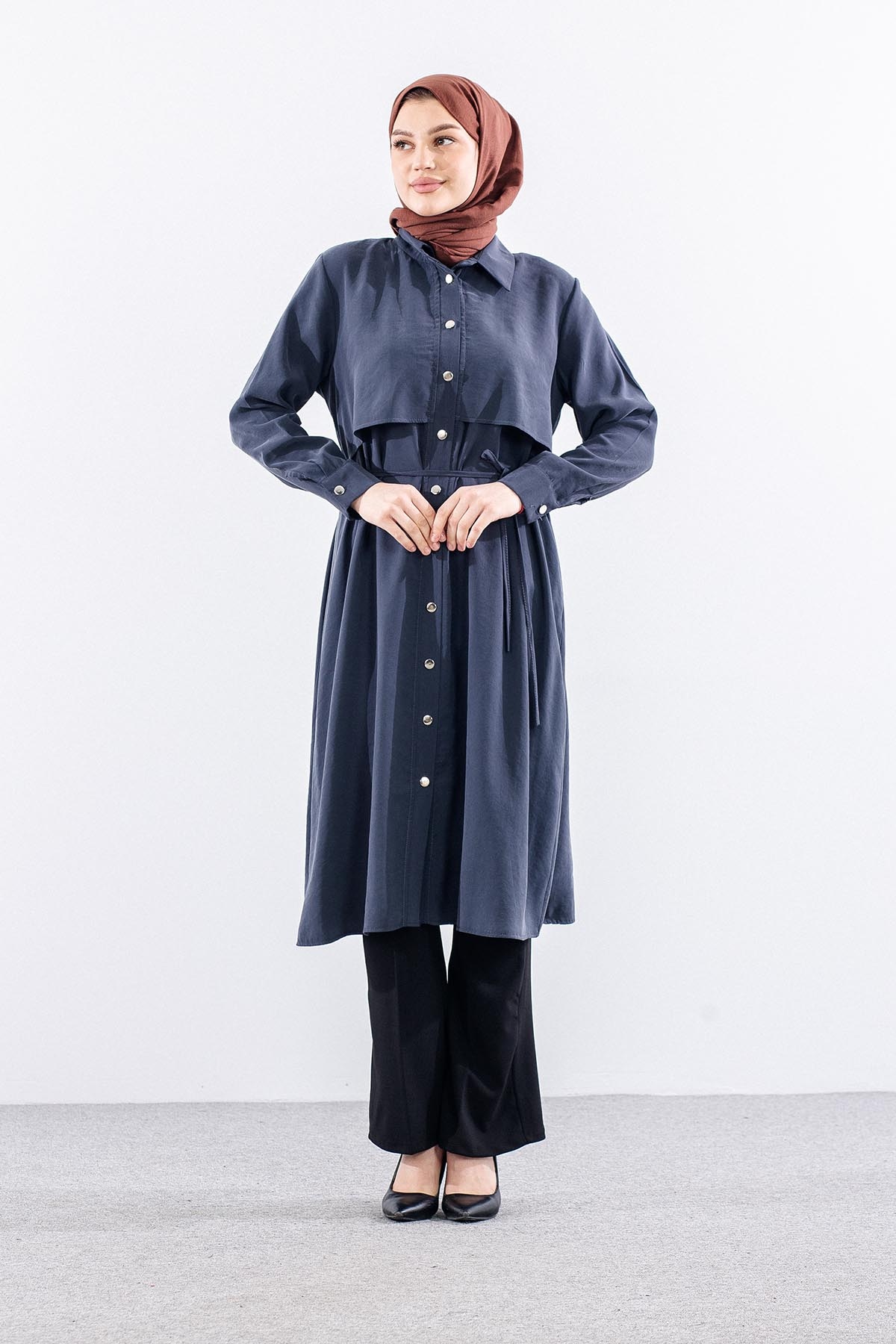 5040 Tunik 44-52 Aller Detay - Gri - 1