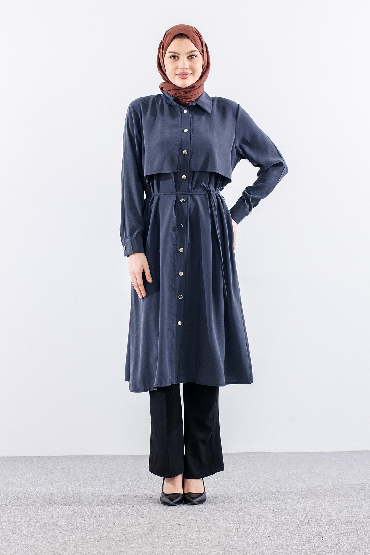 5040 Tunik 44-52 Aller Detay - Gri - 2