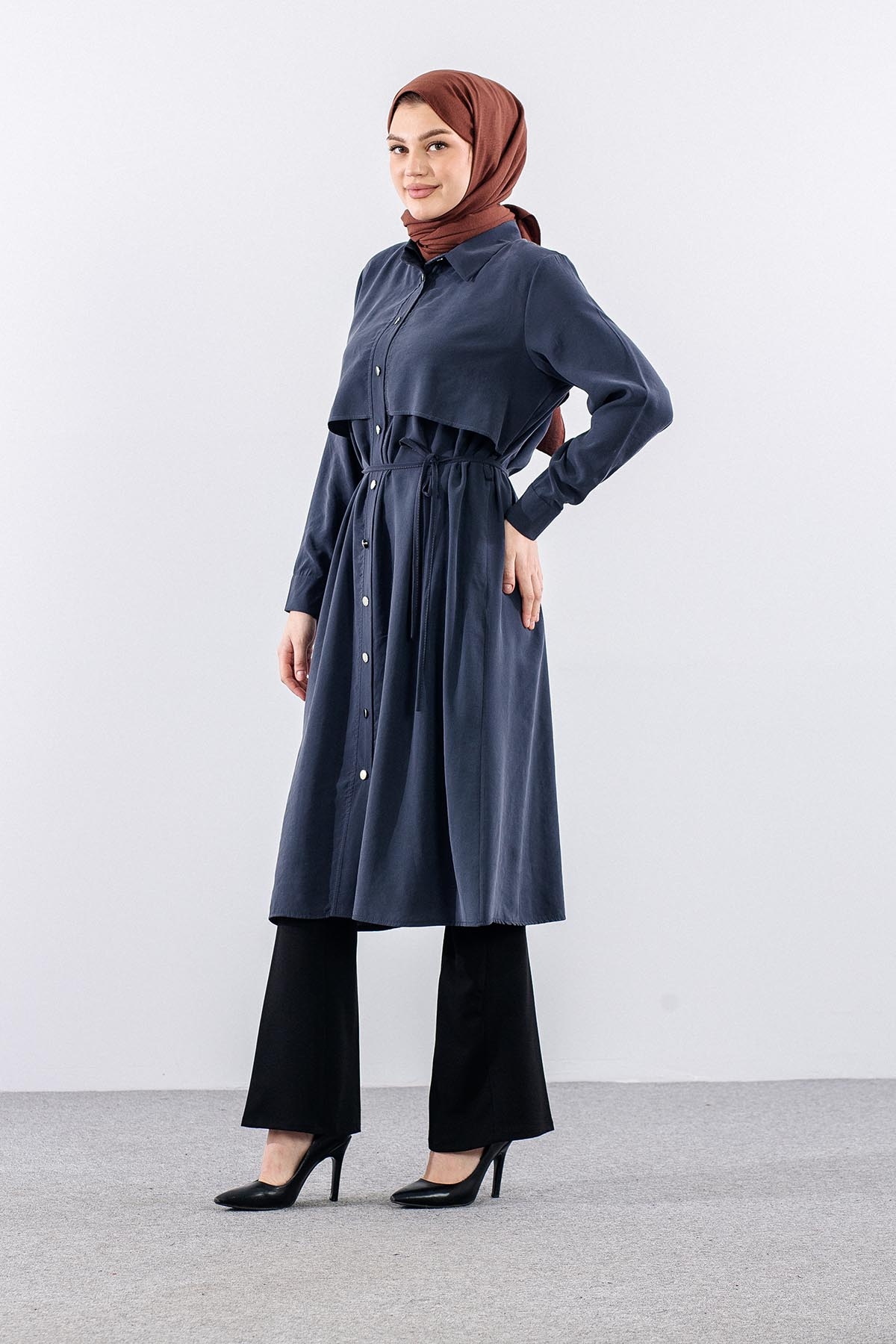 5040 Tunik 44-52 Aller Detay - Gri - 3