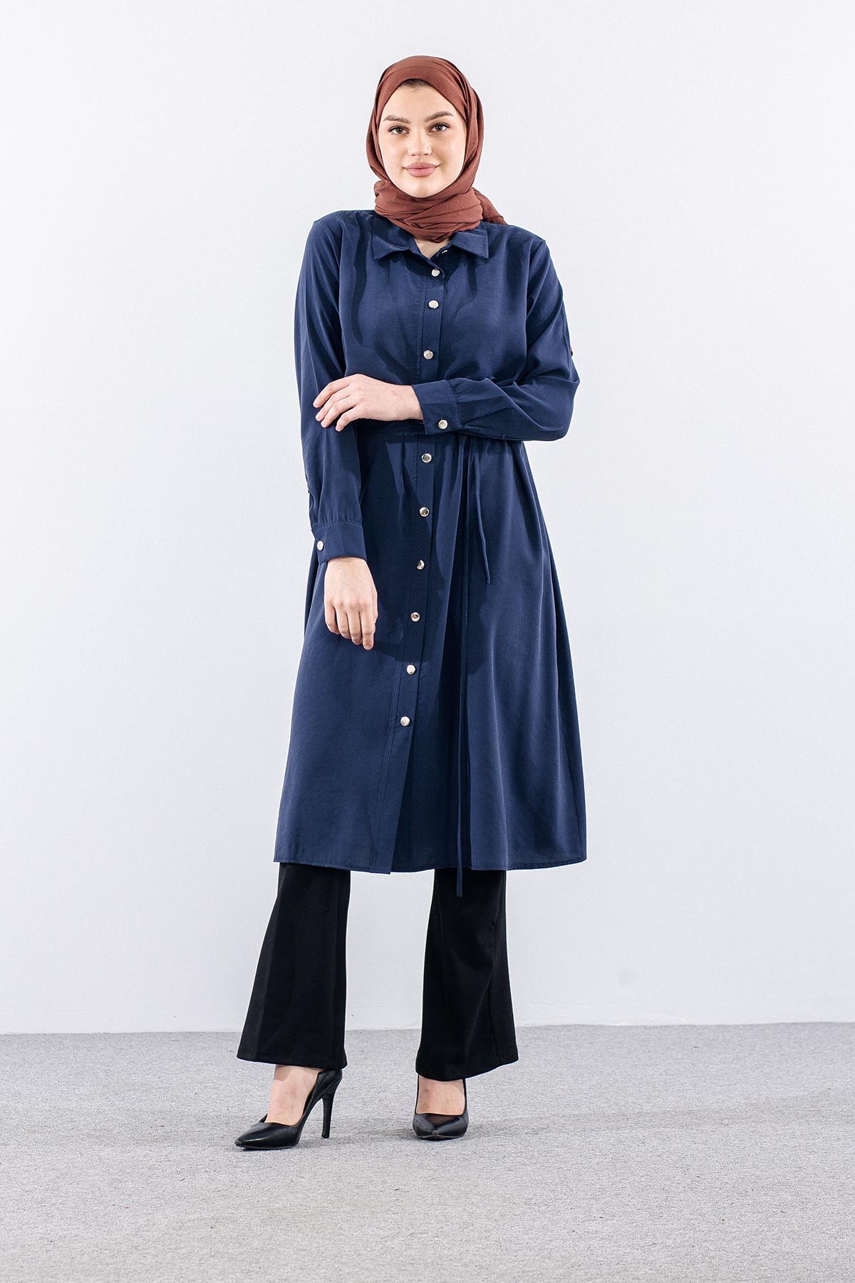 5040 Tunik 44-52 Aller Detay - Lacivert - 2