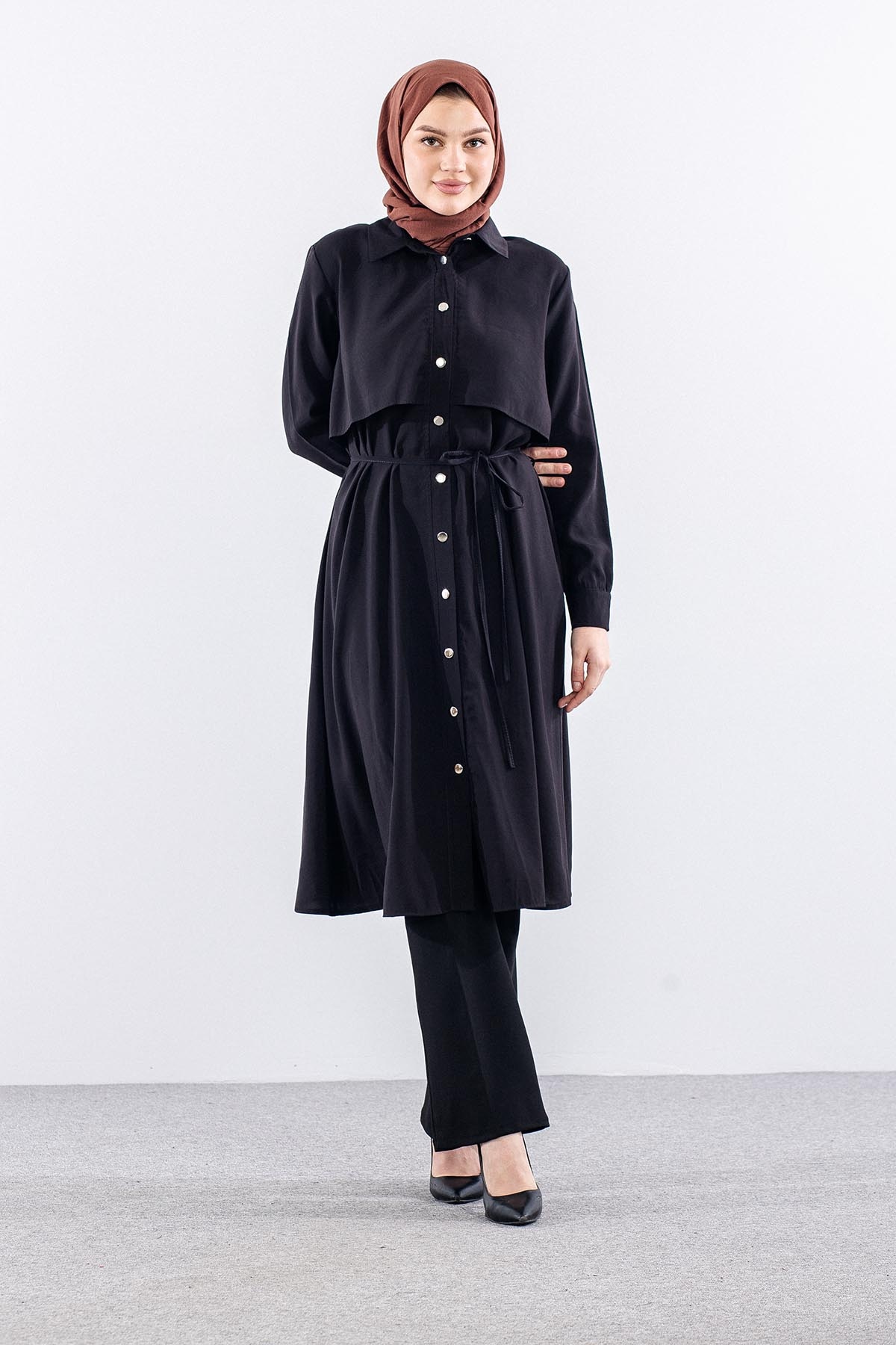 5040 Tunik 44-52 Aller Detay - Siyah - 3