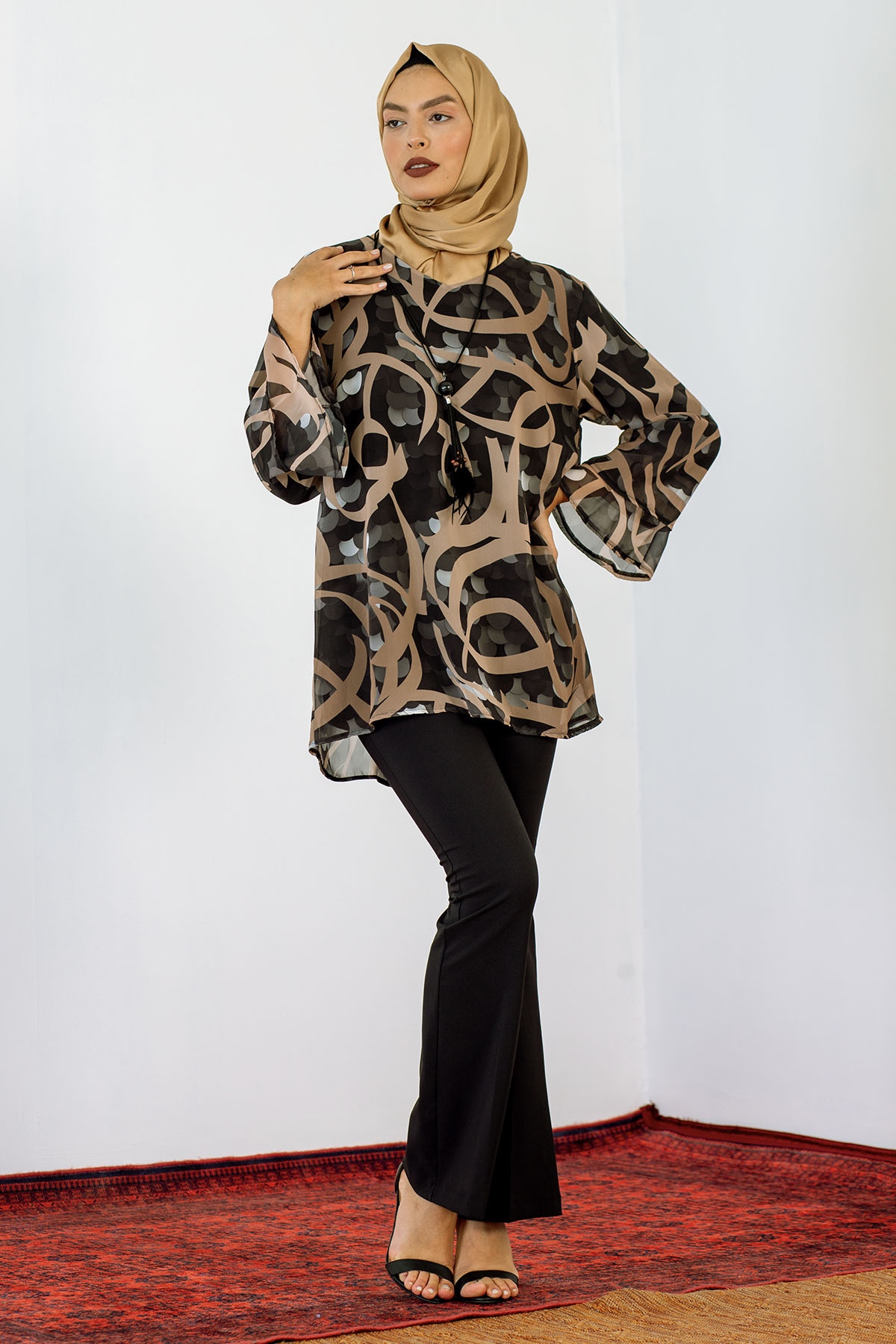 5068 Bluz Xl-4xl Sfn - Siyah_krem - 1