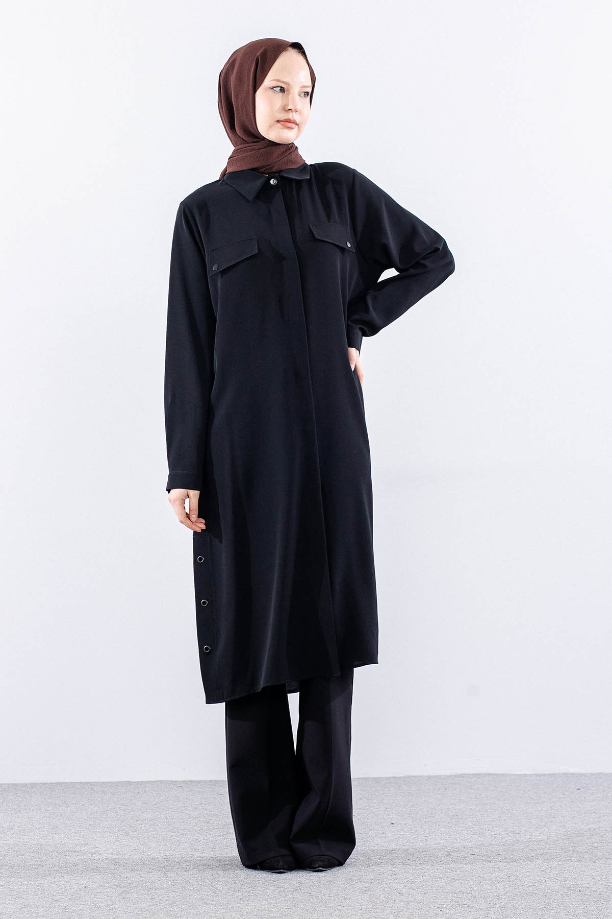 5097 Tunik 46-52 Cep Detay - Siyah - 2