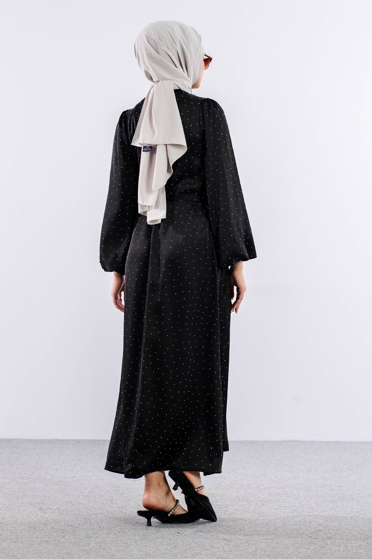 5099 Taşli Elbise 1-2 - Siyah - 6