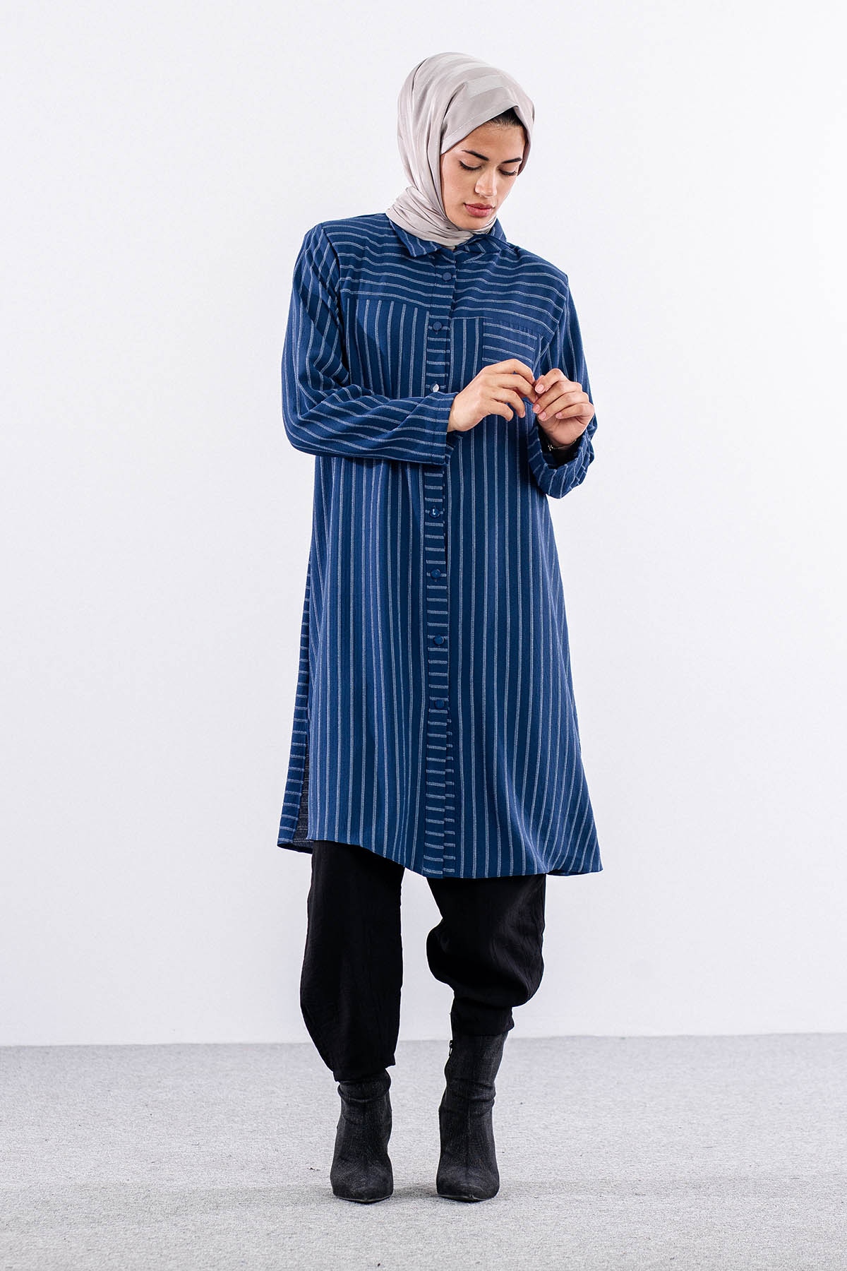 5311 Tunik 46-52 çizgi - Lacivert - 1