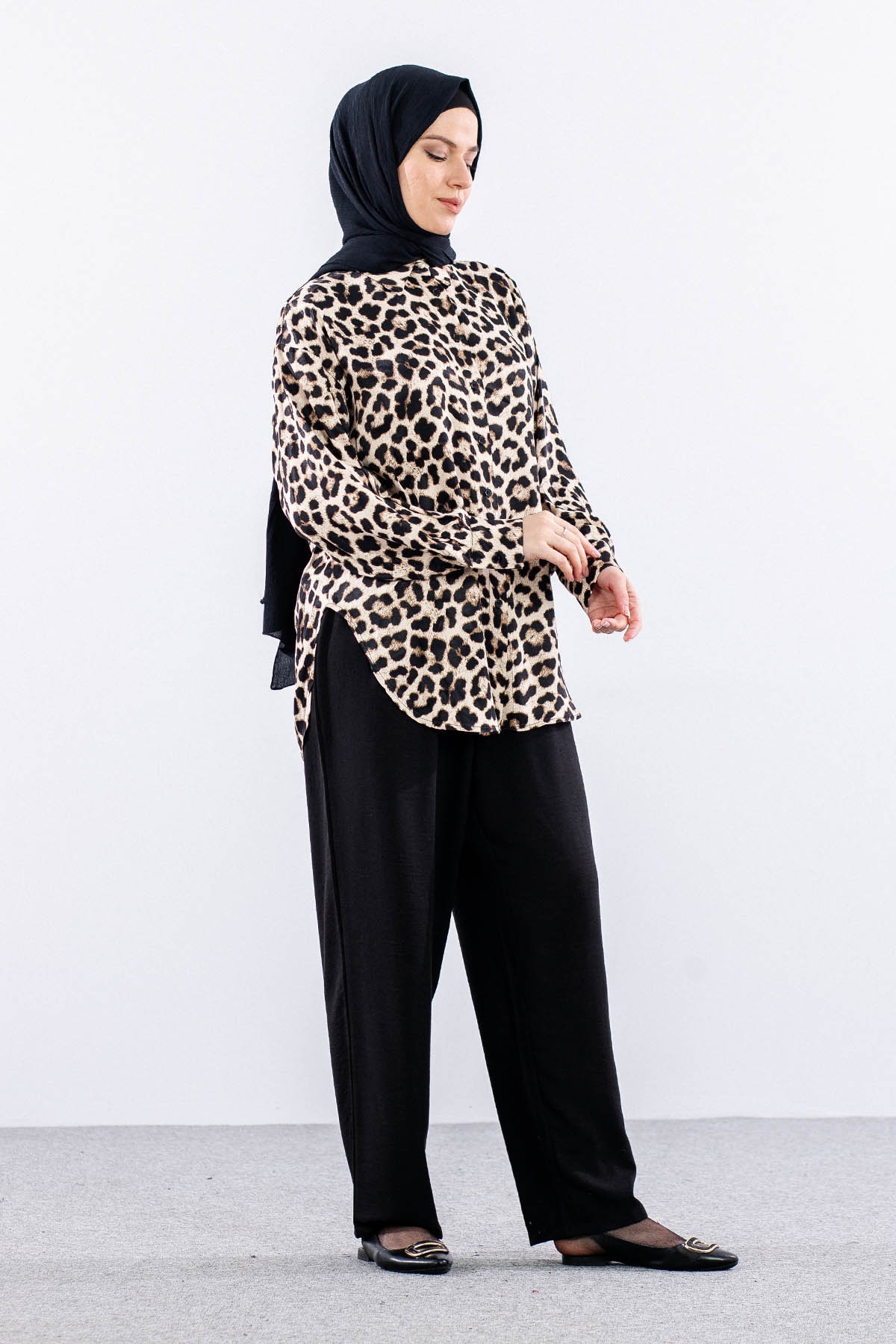 5358 Gömlek 38-44 - Siyah_leopar - 3