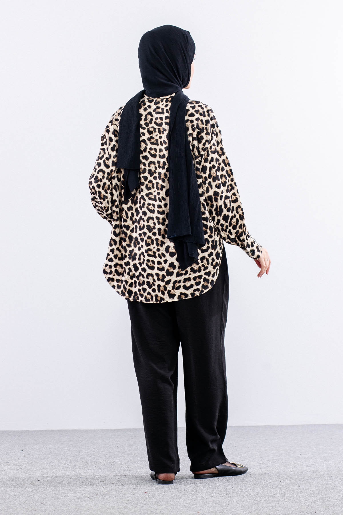 5358 Gömlek 38-44 - Siyah_leopar - 4