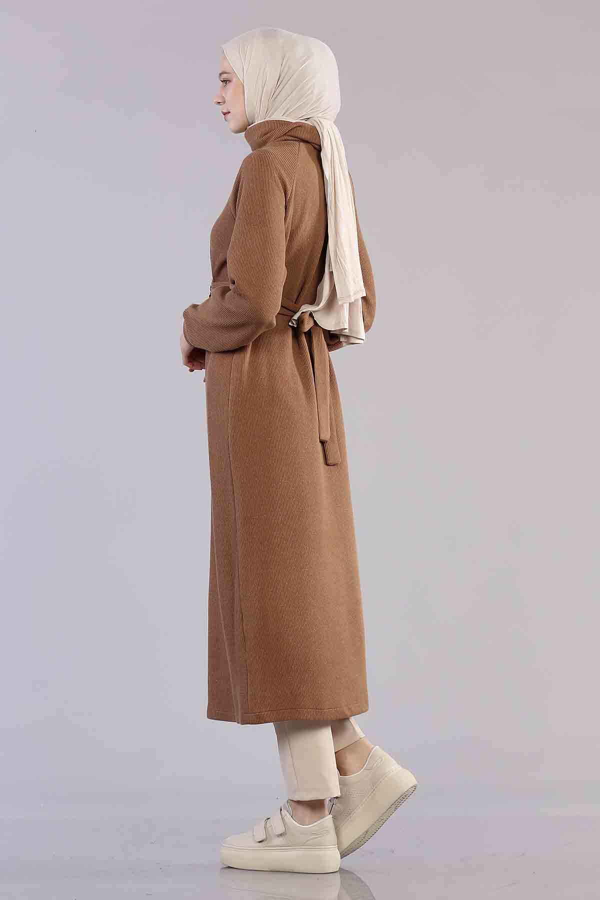 5374 Beli Zincir Elbise 38-42 - Camel - 4