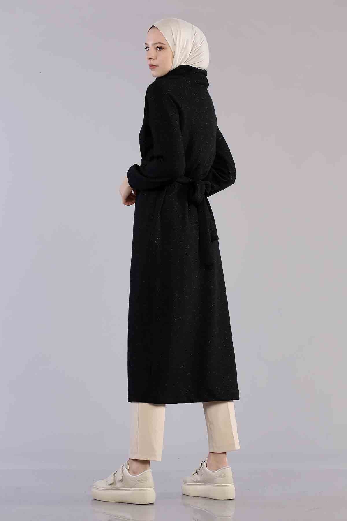 5374 Beli Zincir Elbise 38-42 - Siyah - 3