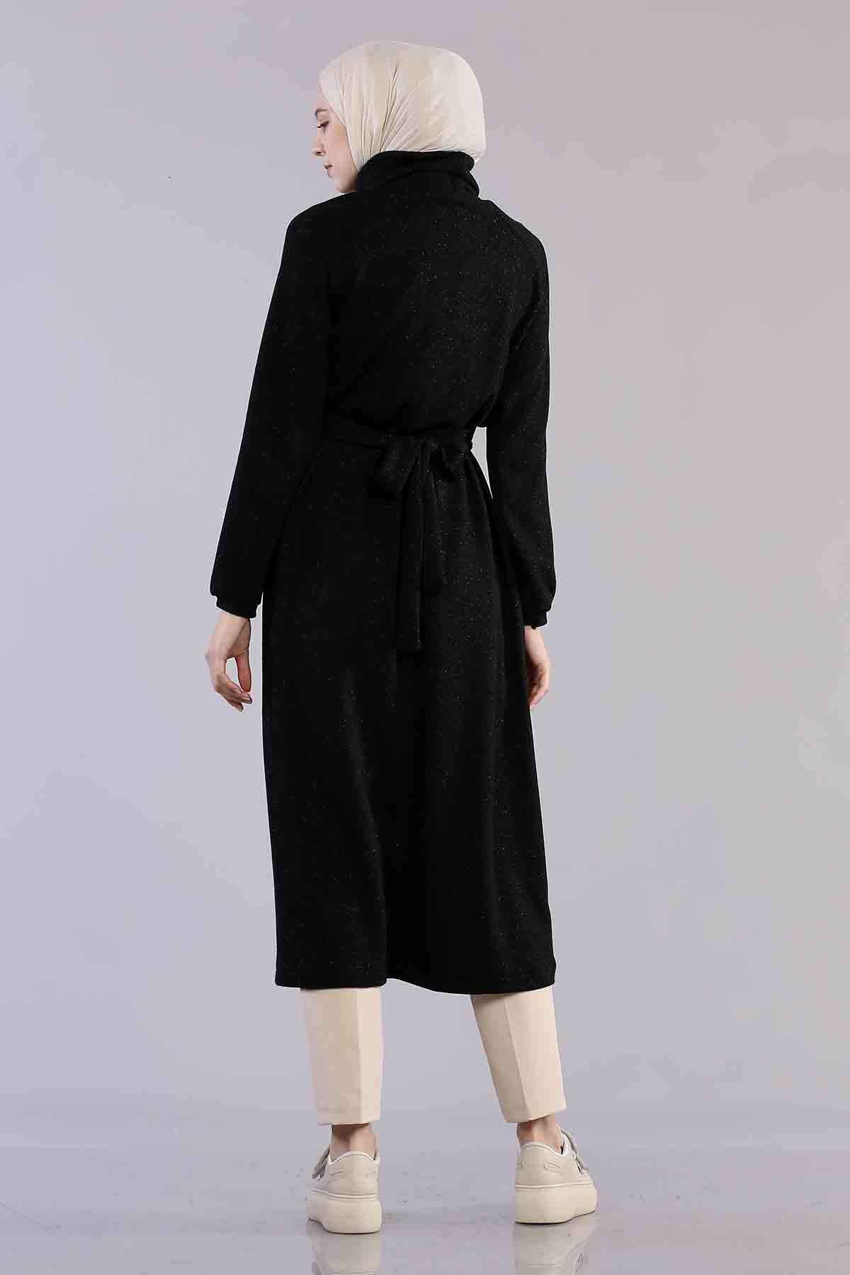 5374 Beli Zincir Elbise 38-42 - Siyah - 4