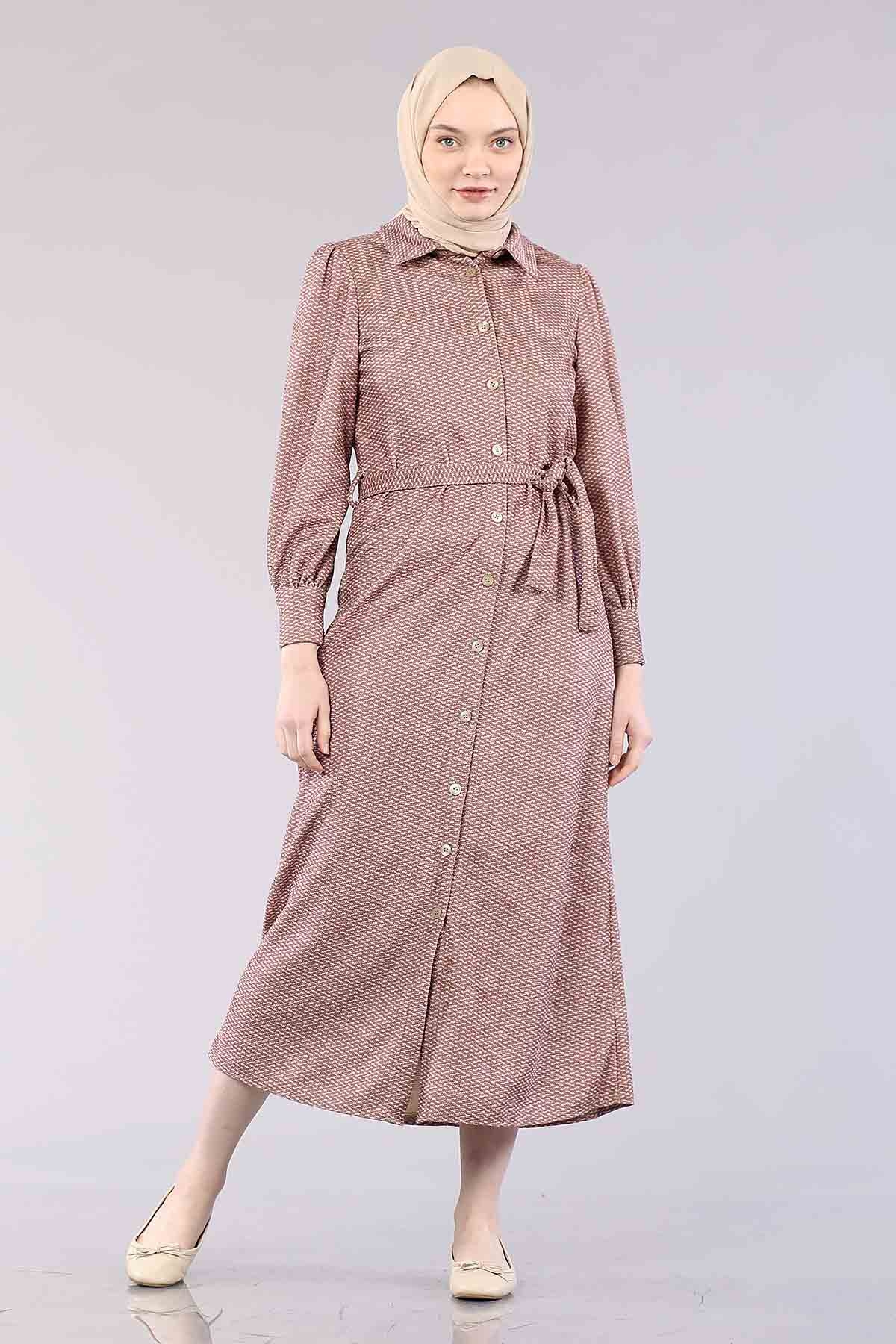 5502 K.çizgi Elbise 38-46 - Gul - 1